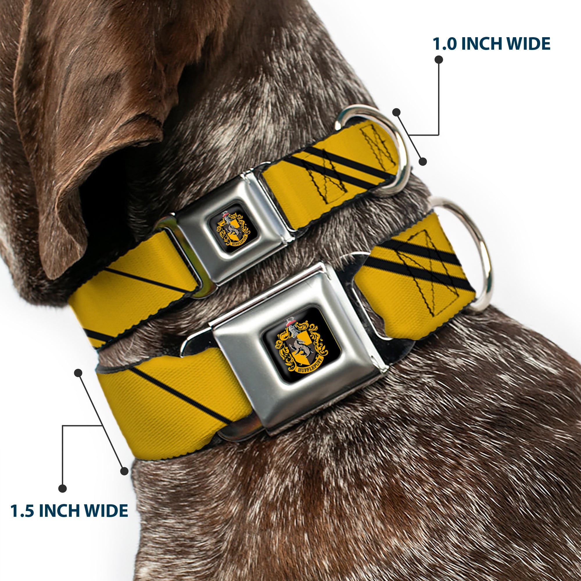 Hufflepuff Crest Full Color Seatbelt Buckle Collar - HUFFLEPUFF Crest/Stripe Yellow/Black Seatbelt Buckle Collars Harry Potter