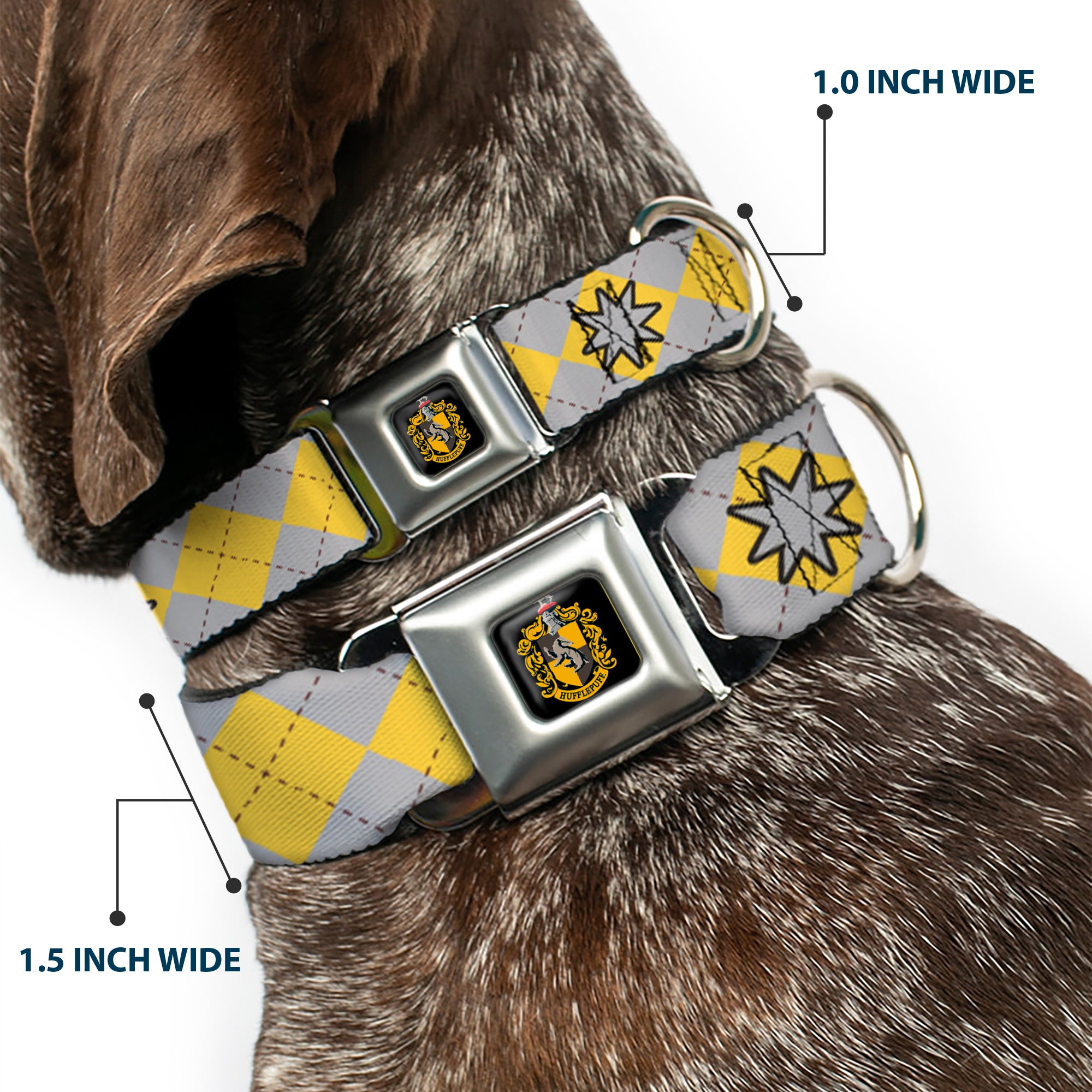 Hufflepuff Crest Full Color Seatbelt Buckle Collar - Harry Potter HUFFLEPUFF/Stars Argyle Plaid Gray/Gold/Browns Seatbelt Buckle Collars Harry Potter