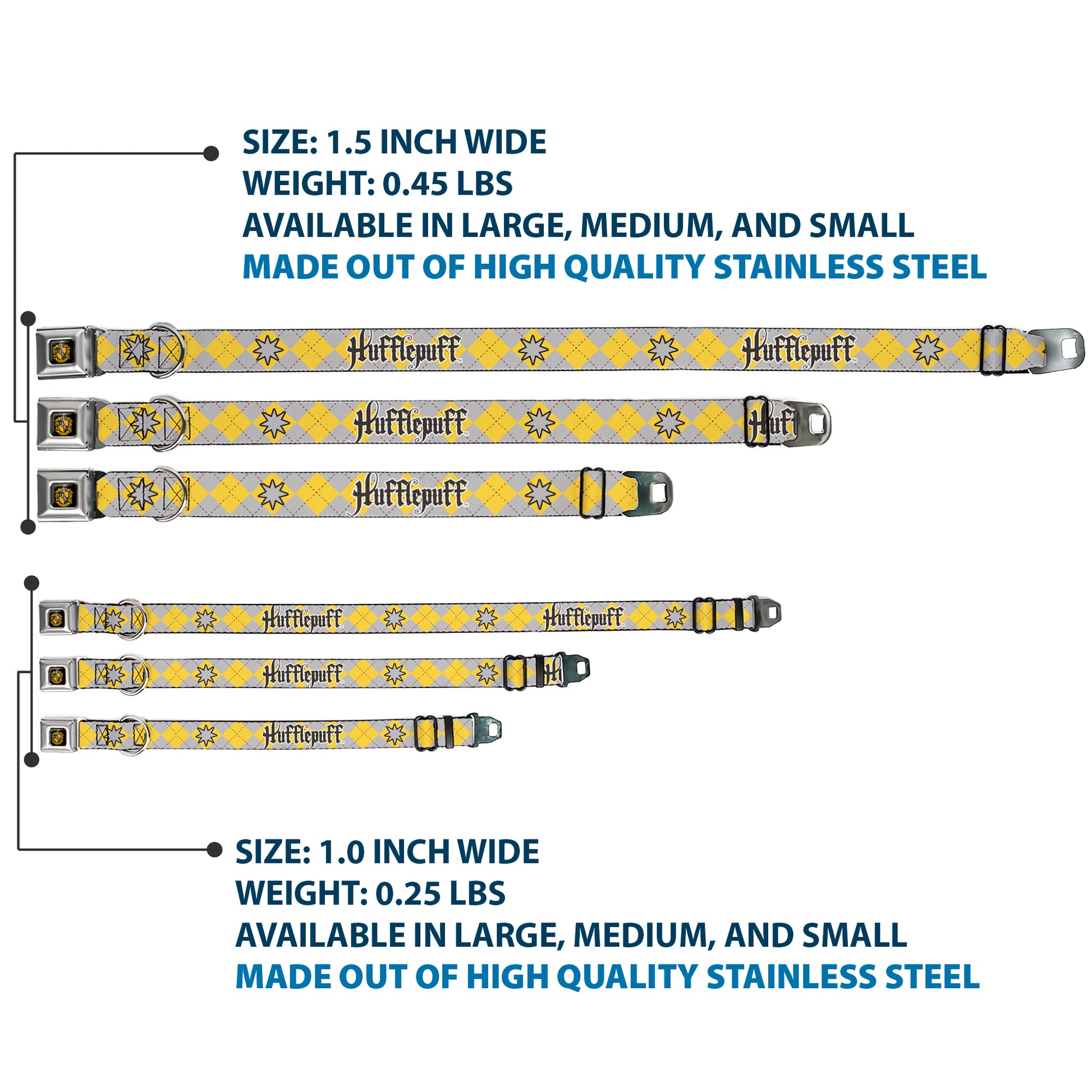 Hufflepuff Crest Full Color Seatbelt Buckle Collar - Harry Potter HUFFLEPUFF/Stars Argyle Plaid Gray/Gold/Browns Seatbelt Buckle Collars Harry Potter