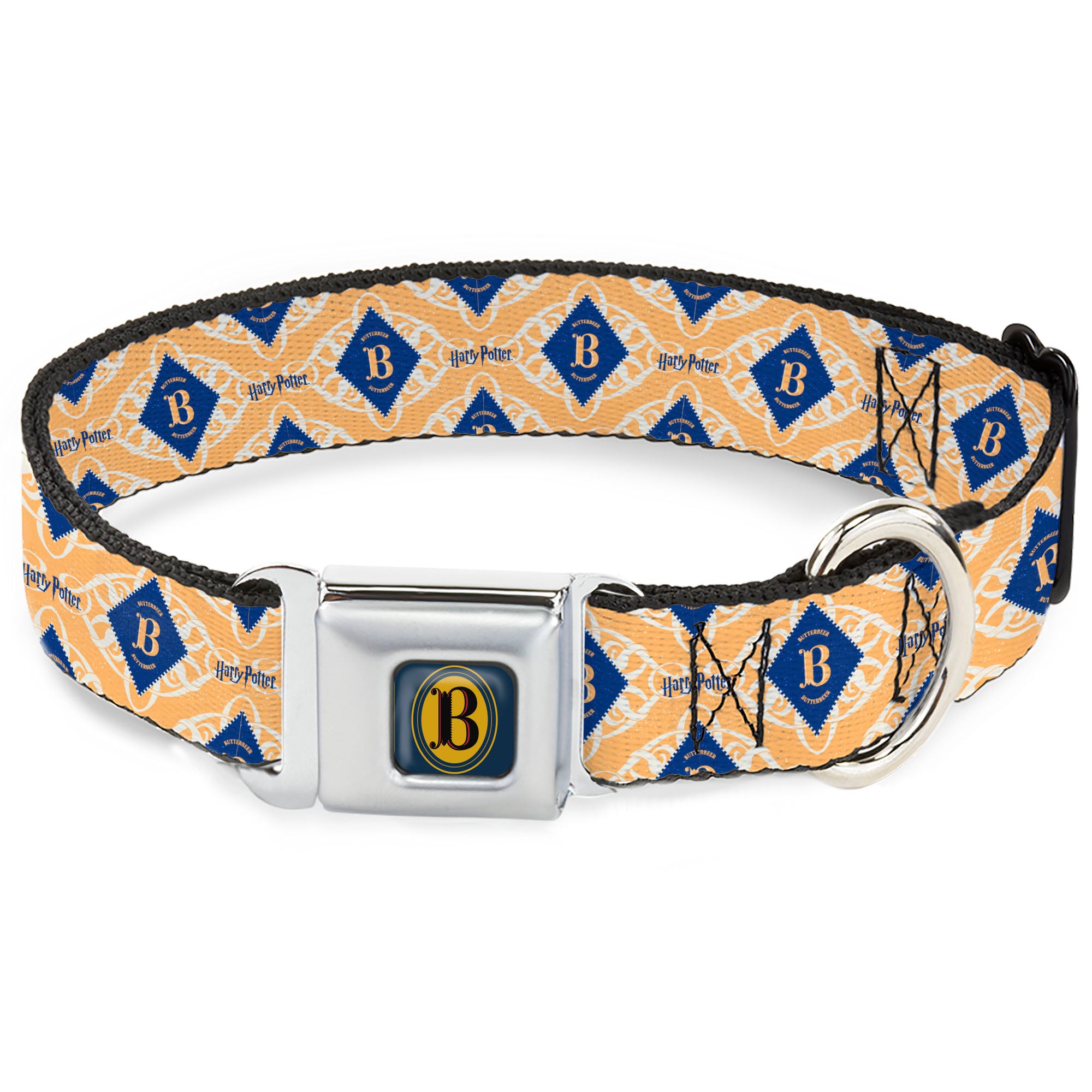 Harry Potter Butterbeer Logo Full Color Navy/Yellow Seatbelt Buckle Collar - HARRY POTTER Butterbeer Diamond Logo White/Yellow/Blue Seatbelt Buckle Collars Harry Potter