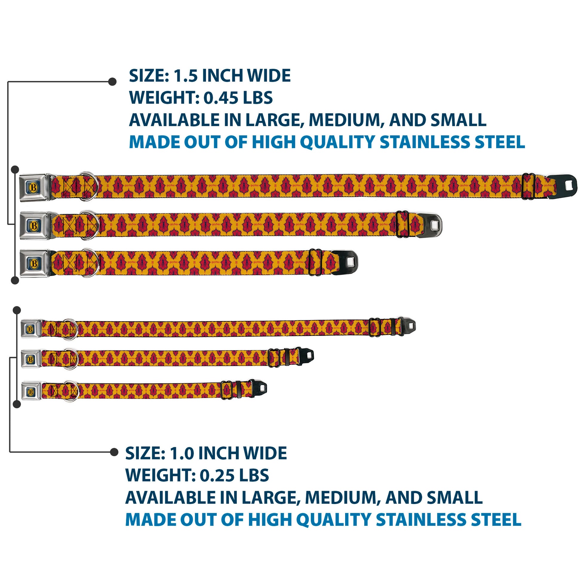 Harry Potter Butterbeer Logo Full Color Navy/Yellow Seatbelt Buckle Collar - HARRY POTTER Butterbeer Insect Icon Yellow/Reds Seatbelt Buckle Collars Harry Potter