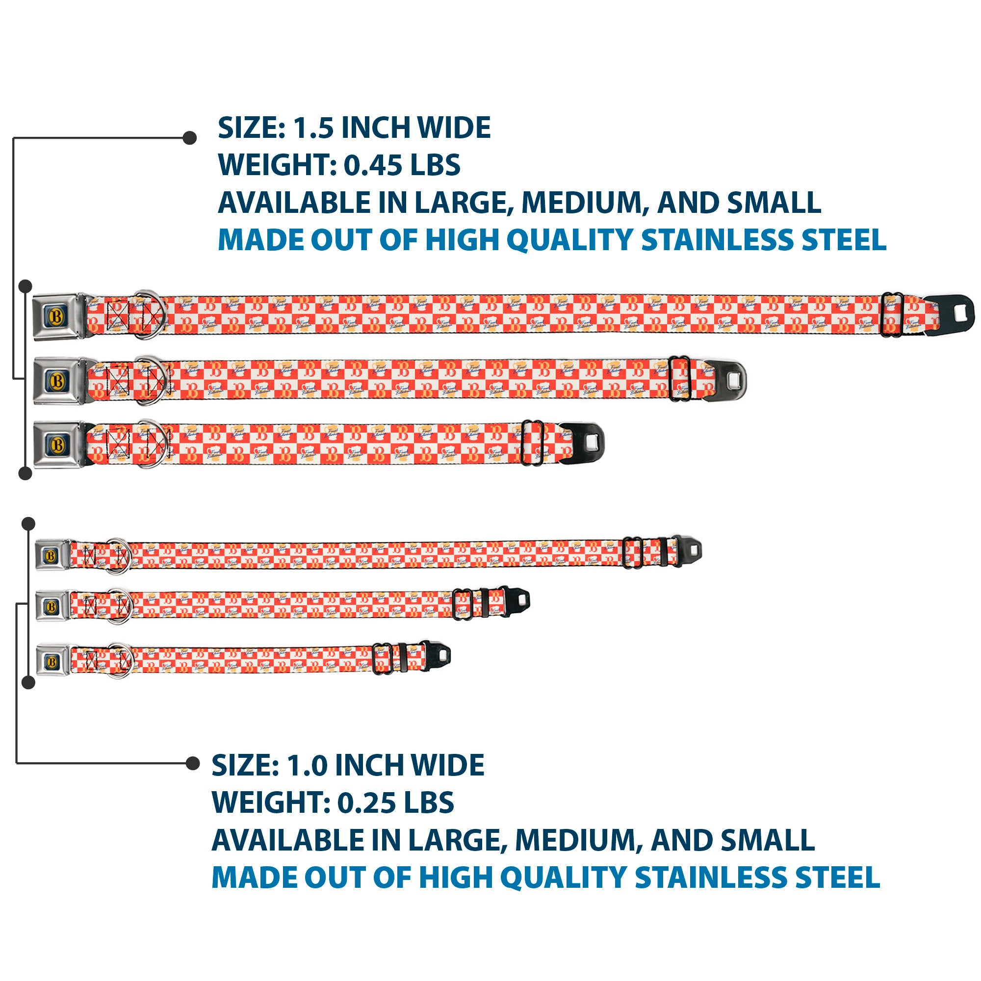 Harry Potter Butterbeer Logo Full Color Navy/Yellow Seatbelt Buckle Collar - HARRY POTTER FINEST BUTTERBEER Logo and Mug Checker Red/White/Yellow Seatbelt Buckle Collars Harry Potter