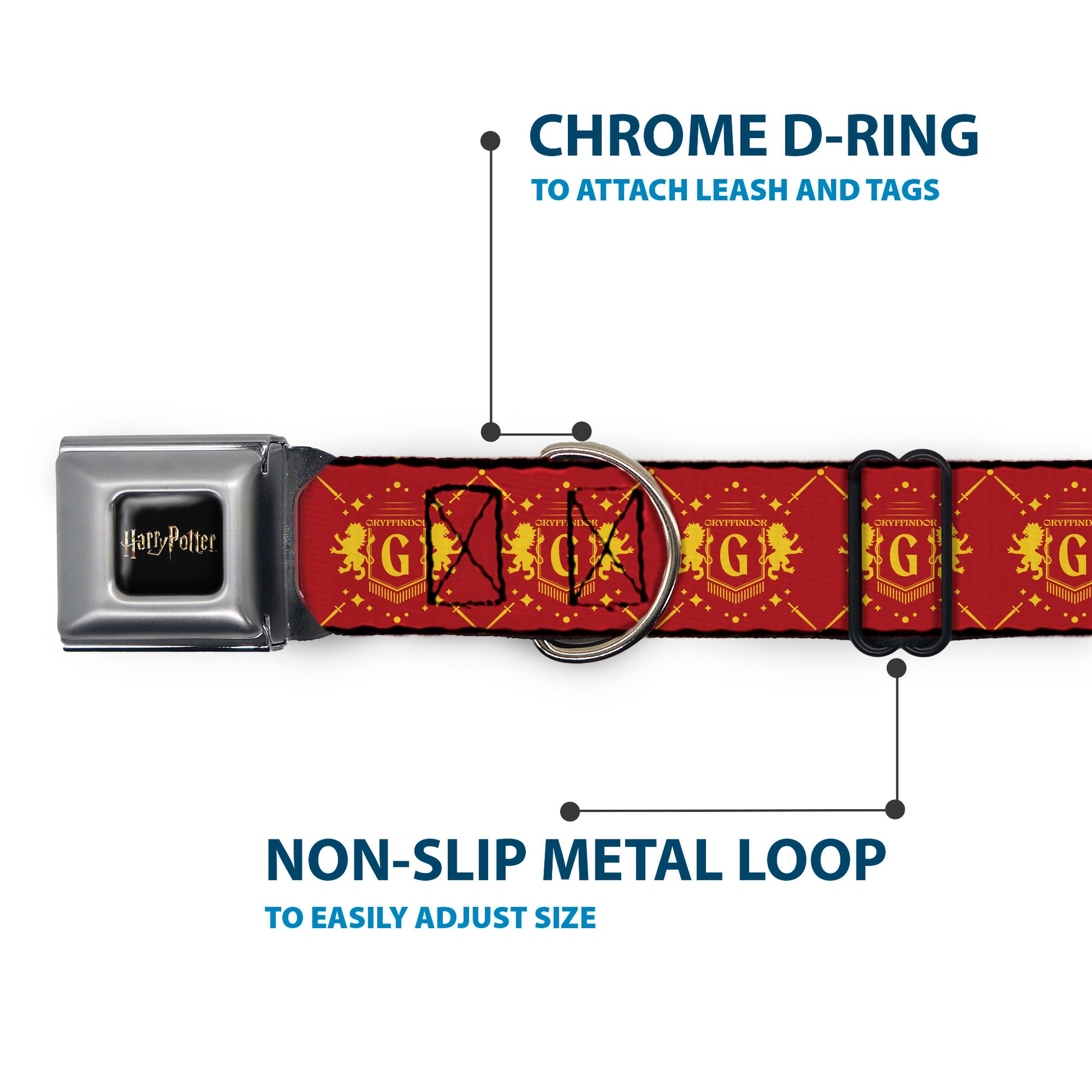 HARRY POTTER Title Logo Full Color Black Seatbelt Buckle Collar - Harry Potter Gryffindor House Pride Banner Burgundy/Yellow Seatbelt Buckle Collars Harry Potter