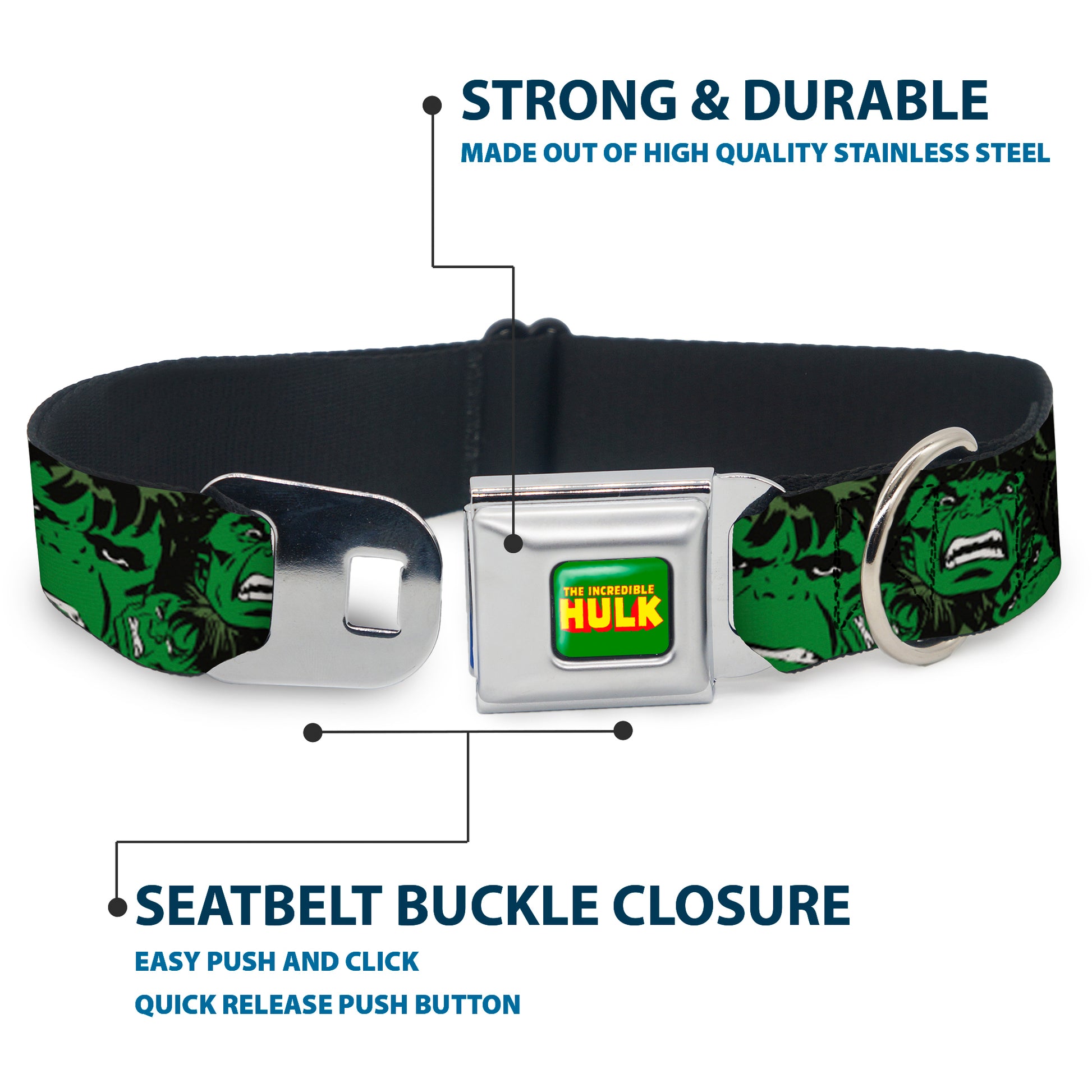 THE HULK Seatbelt Buckle Collar - The Hulk Stacked Seatbelt Buckle Collars Marvel Comics