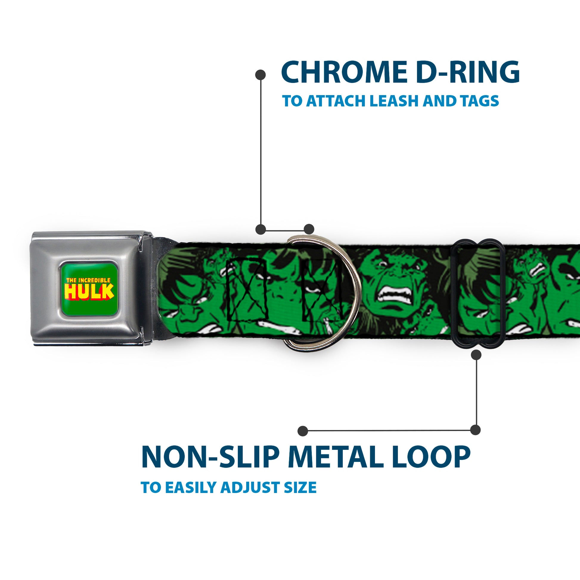 THE HULK Seatbelt Buckle Collar - The Hulk Stacked Seatbelt Buckle Collars Marvel Comics