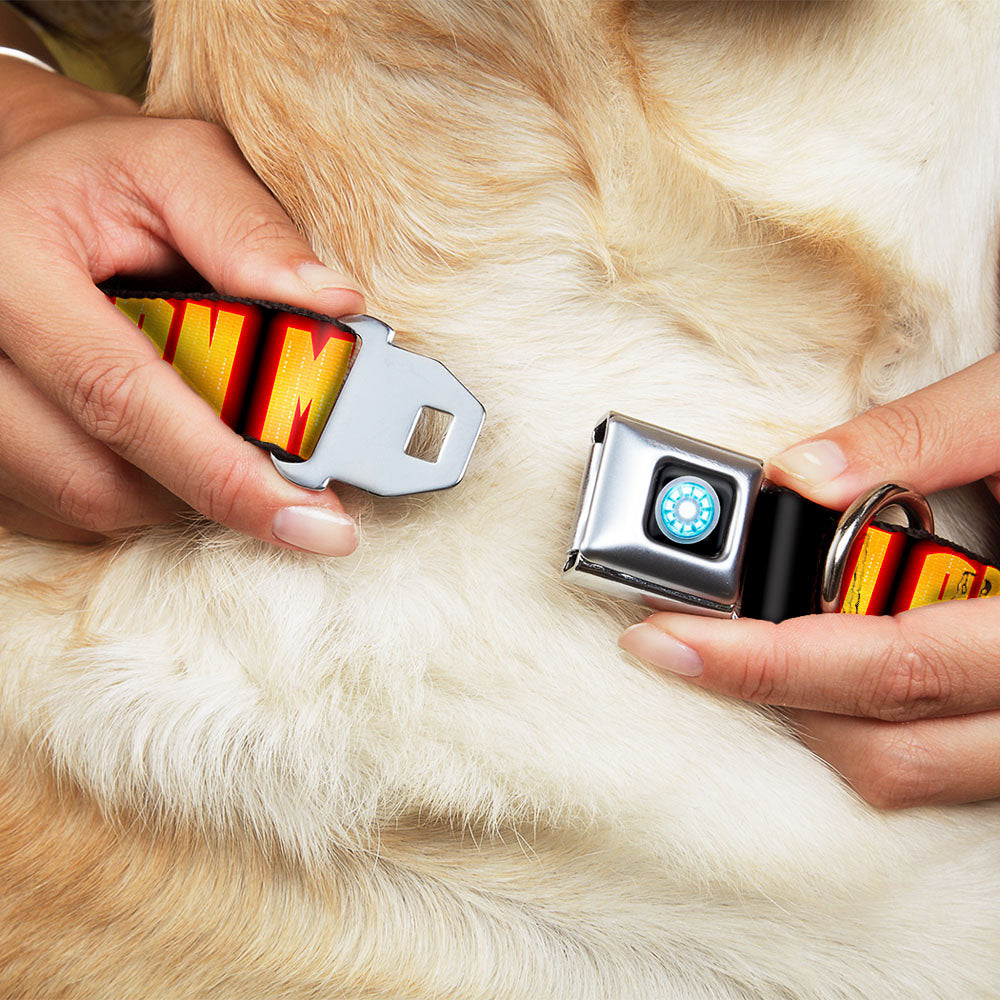 MARVEL UNIVERSE Iron Man Arc Reactor Full Color Seatbelt Buckle Collar - Iron Man Face/I AM IRON MAN Black/Yellow Glow Seatbelt Buckle Collars Marvel Comics