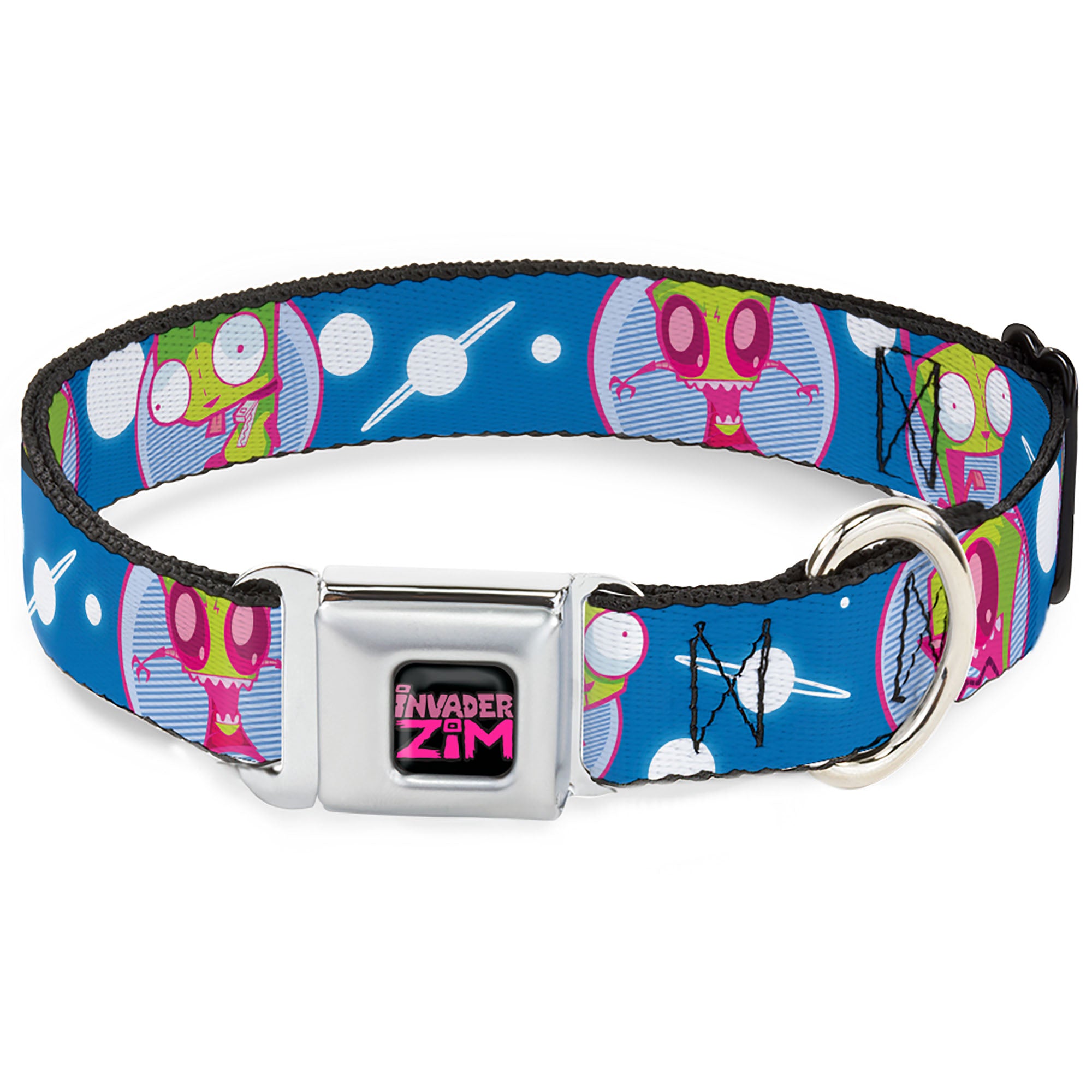 INVADER ZIM Title Logo Full Color Pink/Green Seatbelt Buckle Collar - Invader Zim and GIR Poses and Planets Blue/White Seatbelt Buckle Collars Invader Zim