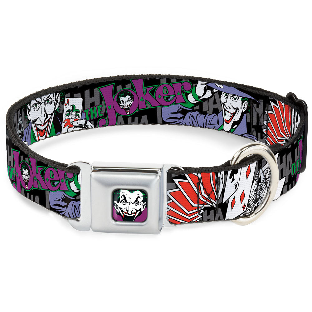 Joker Face Full Color Seatbelt Buckle Collar - The Joker Pose/Cards/HAHAHAHA Black/Gray Seatbelt Buckle Collars DC Comics