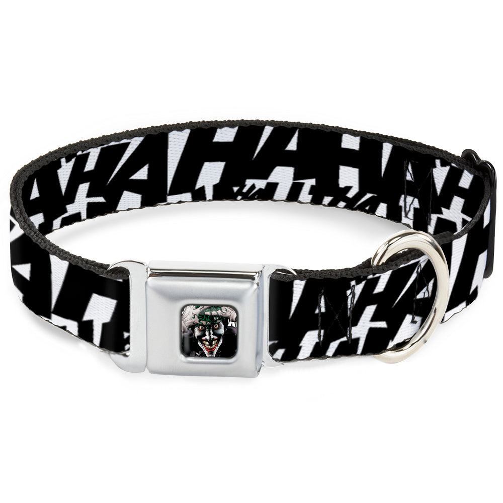 Joker The Killing Joke Holding Head Pose CLOSE-UP Full Color Seatbelt Buckle Collar - Joker's HA HA HA Repeat White/Black Seatbelt Buckle Collars DC Comics