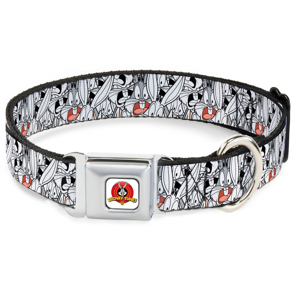 Looney Tunes Logo White Seatbelt Buckle Collar - Bugs Bunny Expressions Stacked White/Black/Gray Seatbelt Buckle Collars Looney Tunes