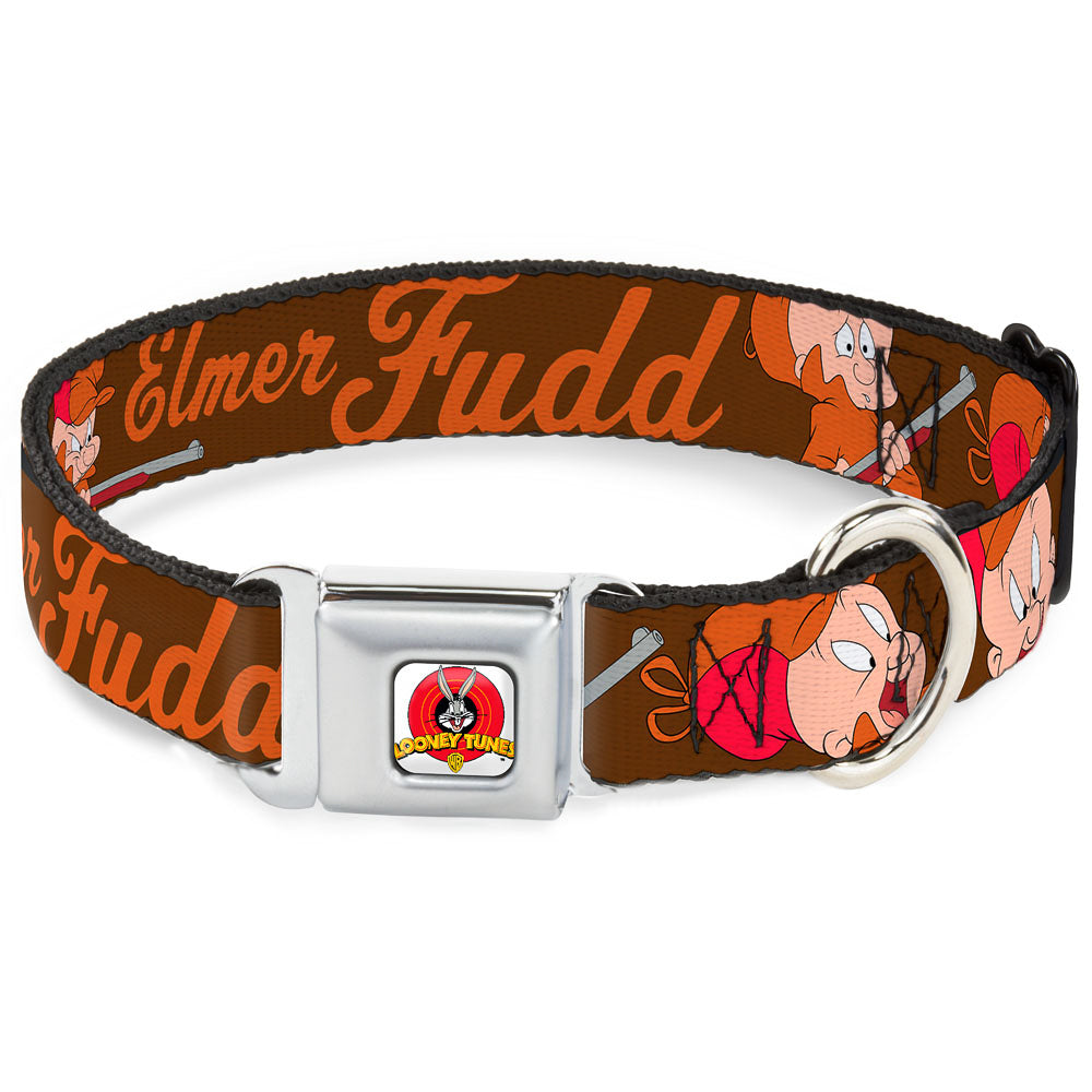 Looney Tunes Logo Full Color White Seatbelt Buckle Collar - ELMER FUDD w/Poses Browns Seatbelt Buckle Collars Looney Tunes
