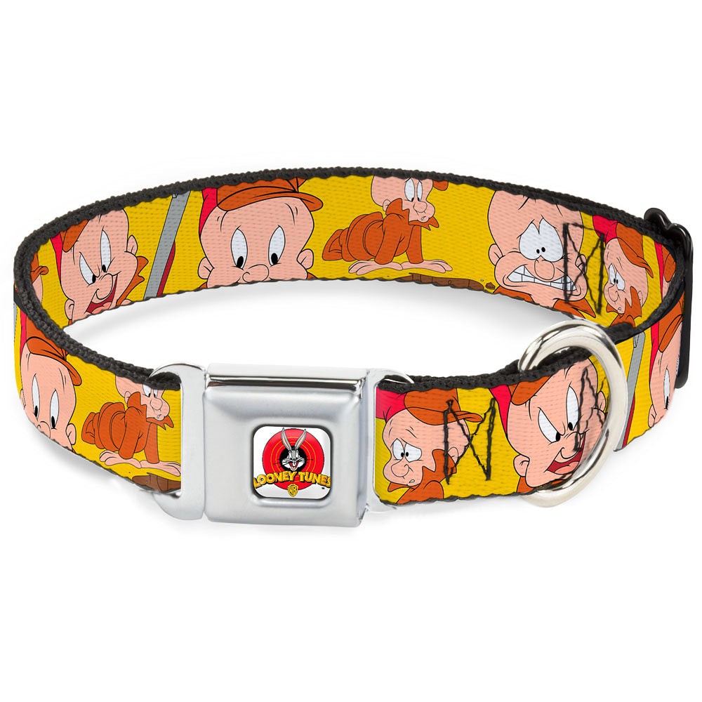Looney Tunes Logo Full Color White Seatbelt Buckle Collar - Elmer Fudd Expressions Yellow Seatbelt Buckle Collars Looney Tunes