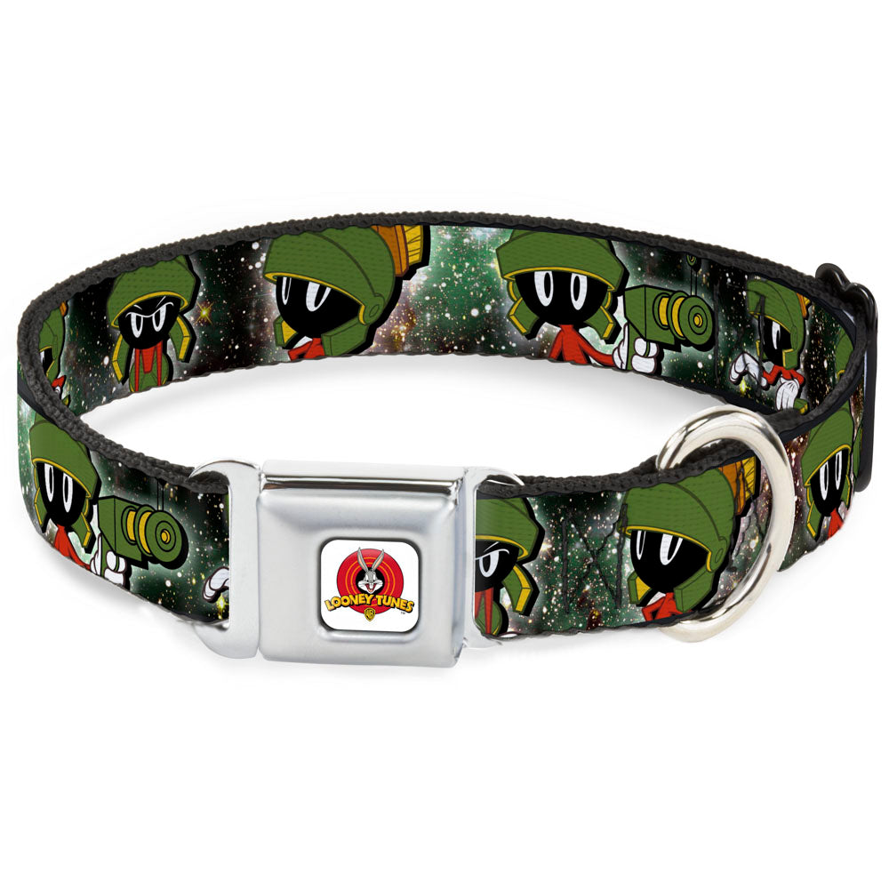 Looney Tunes Logo White Seatbelt Buckle Collar - Marvin the Martian 4-Poses Galaxy Seatbelt Buckle Collars Looney Tunes
