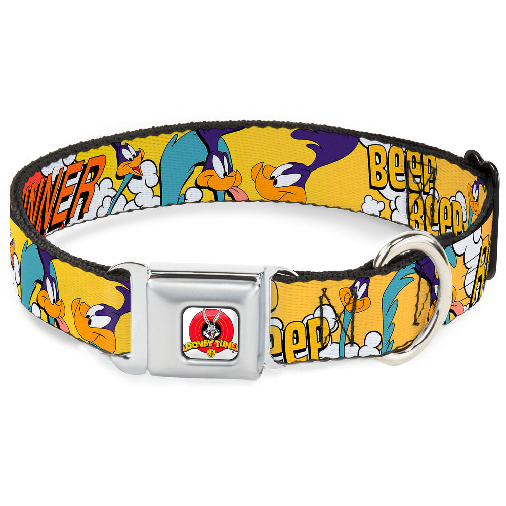 Looney Tunes Logo White Seatbelt Buckle Collar - ROAD RUNNER w/Road Runner Poses Orange Seatbelt Buckle Collars Looney Tunes