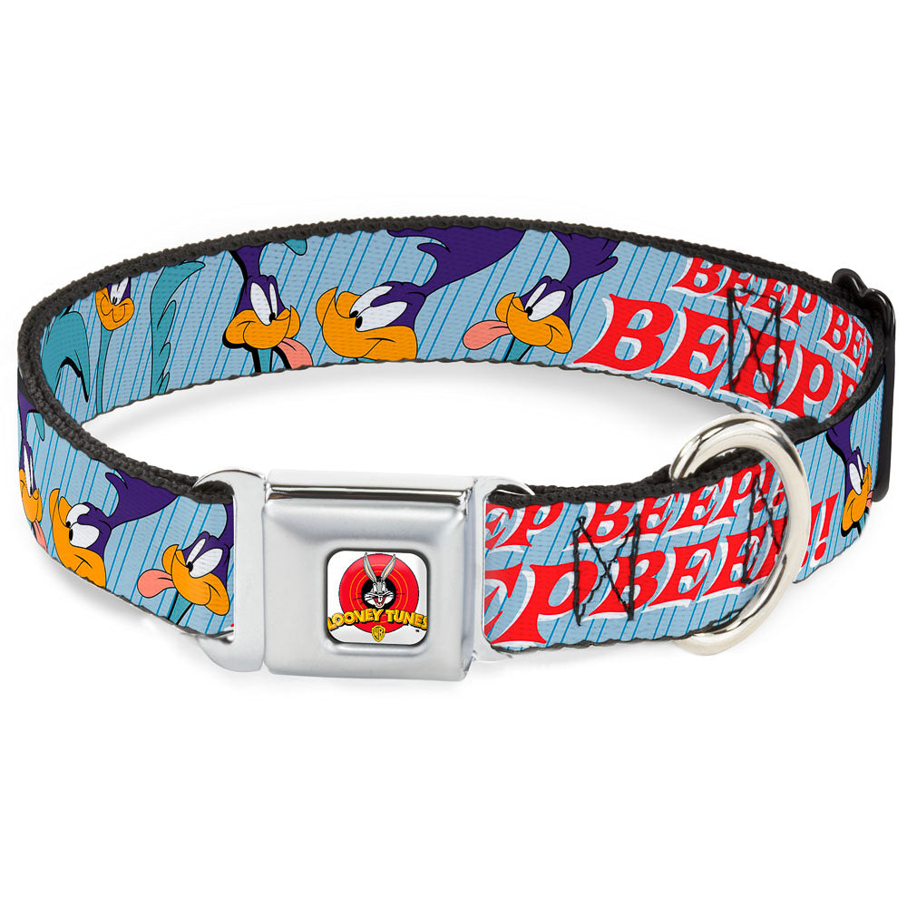 Looney Tunes Logo White Seatbelt Buckle Collar - MEEP MEEP!! w/Road Runner Poses Baby Blue Seatbelt Buckle Collars Looney Tunes