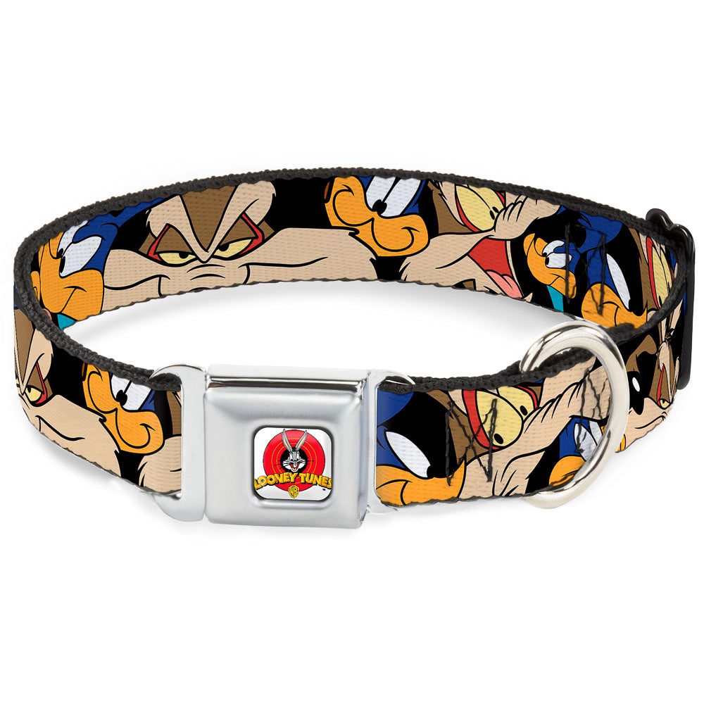 Looney Tunes Logo White Seatbelt Buckle Collar - Road Runner/Wile E. Coyote Expressions Stacked Black Seatbelt Buckle Collars Looney Tunes