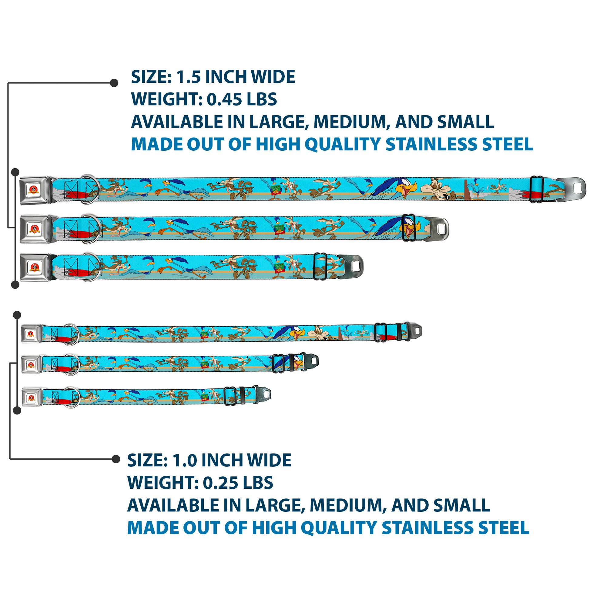 Looney Tunes Logo White Seatbelt Buckle Collar - Road Runner/Wile E. Coyote Scene2 Desert Seatbelt Buckle Collars Looney Tunes