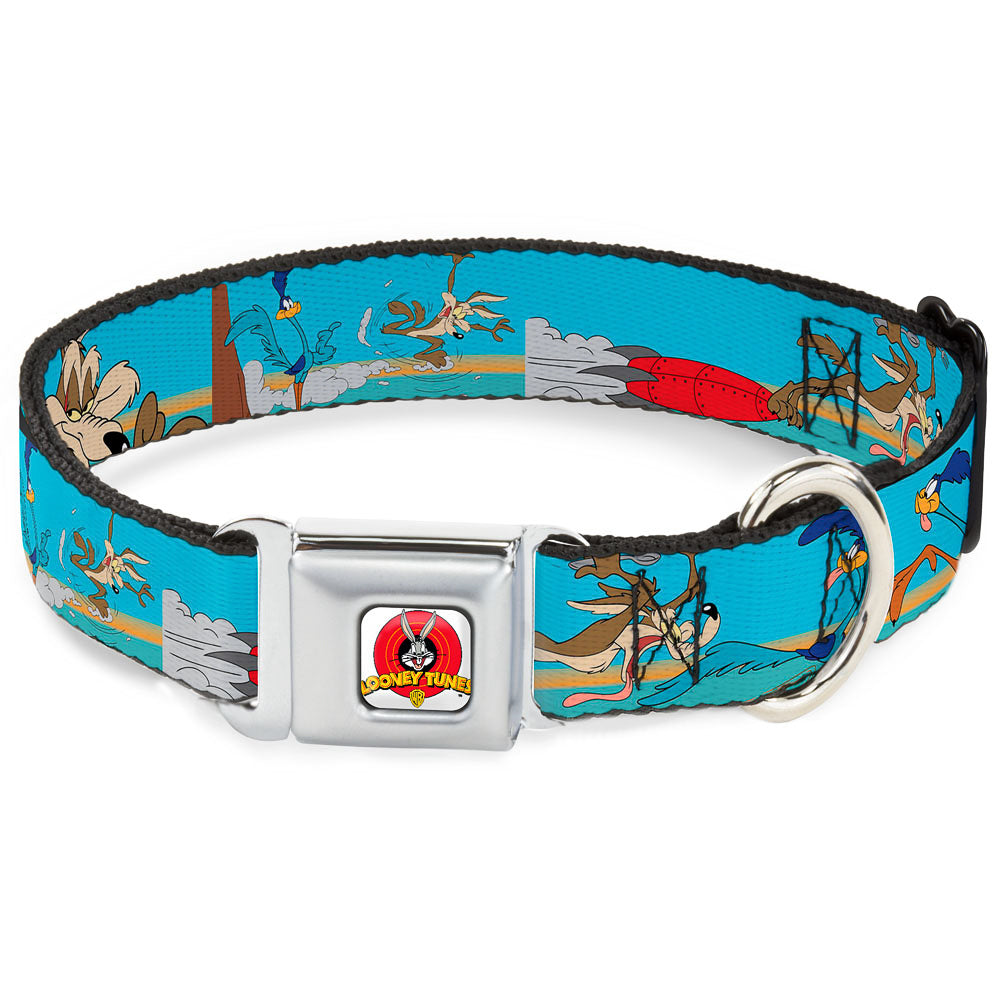 Looney Tunes Logo White Seatbelt Buckle Collar - Road Runner/Wile E. Coyote Scene2 Desert Seatbelt Buckle Collars Looney Tunes