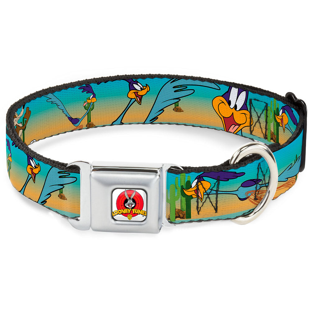 Looney Tunes Logo White Seatbelt Buckle Collar - Road Runner/Wile E. Coyote Scene1 Desert Seatbelt Buckle Collars Looney Tunes