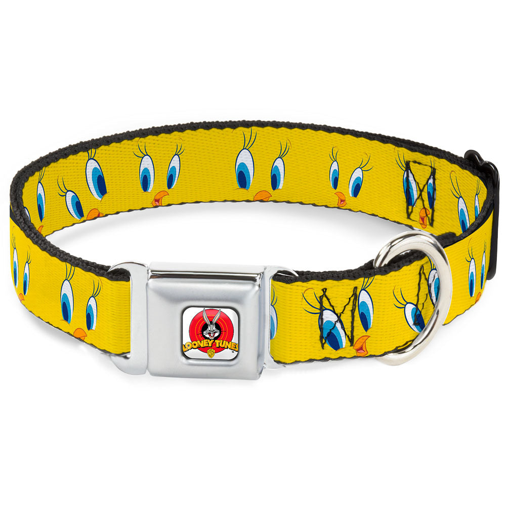 Looney Tunes Logo Full Color White Seatbelt Buckle Collar - Tweety Bird Expressions2 Seatbelt Buckle Collars Looney Tunes