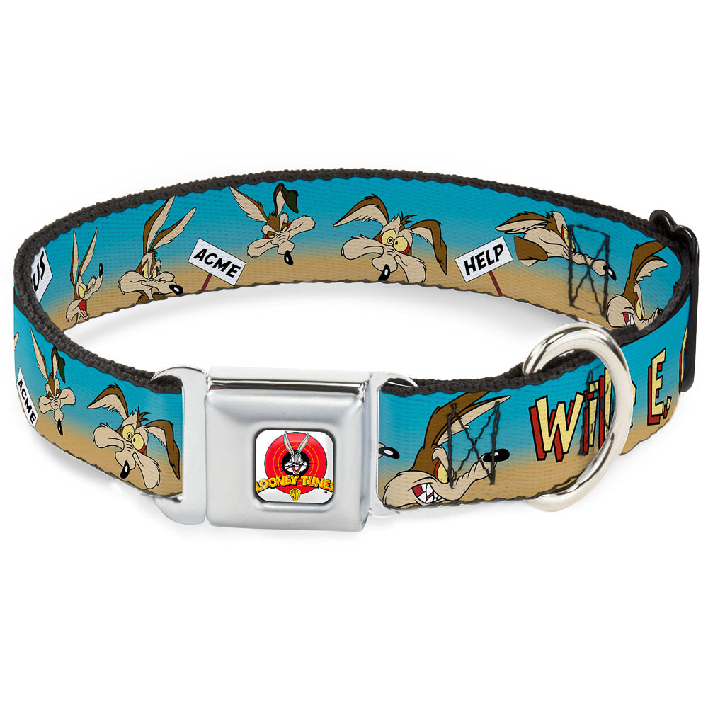 Looney Tunes Logo Full Color White Seatbelt Buckle Collar - WILE E. COYOTE Expressions/Signs Desert Seatbelt Buckle Collars Looney Tunes