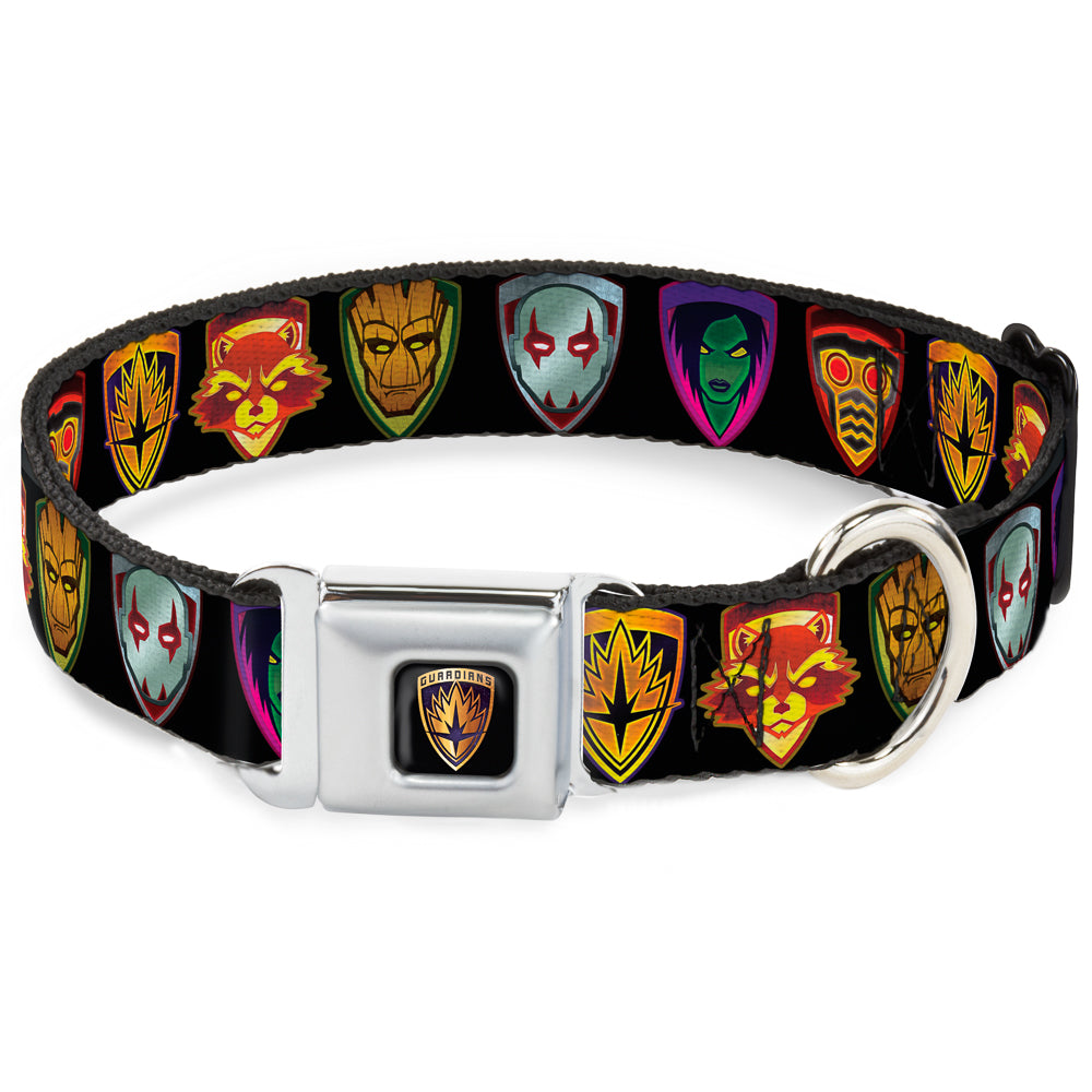 GUARDIANS OF THE GALAXY - EVERGREEN GUARDIANS Badge Full Color Black Gold Purple Seatbelt Buckle Collar - Guardians of the Galaxy Badge/5-Character Icons Black/Multi Color Seatbelt Buckle Collars Marvel Comics