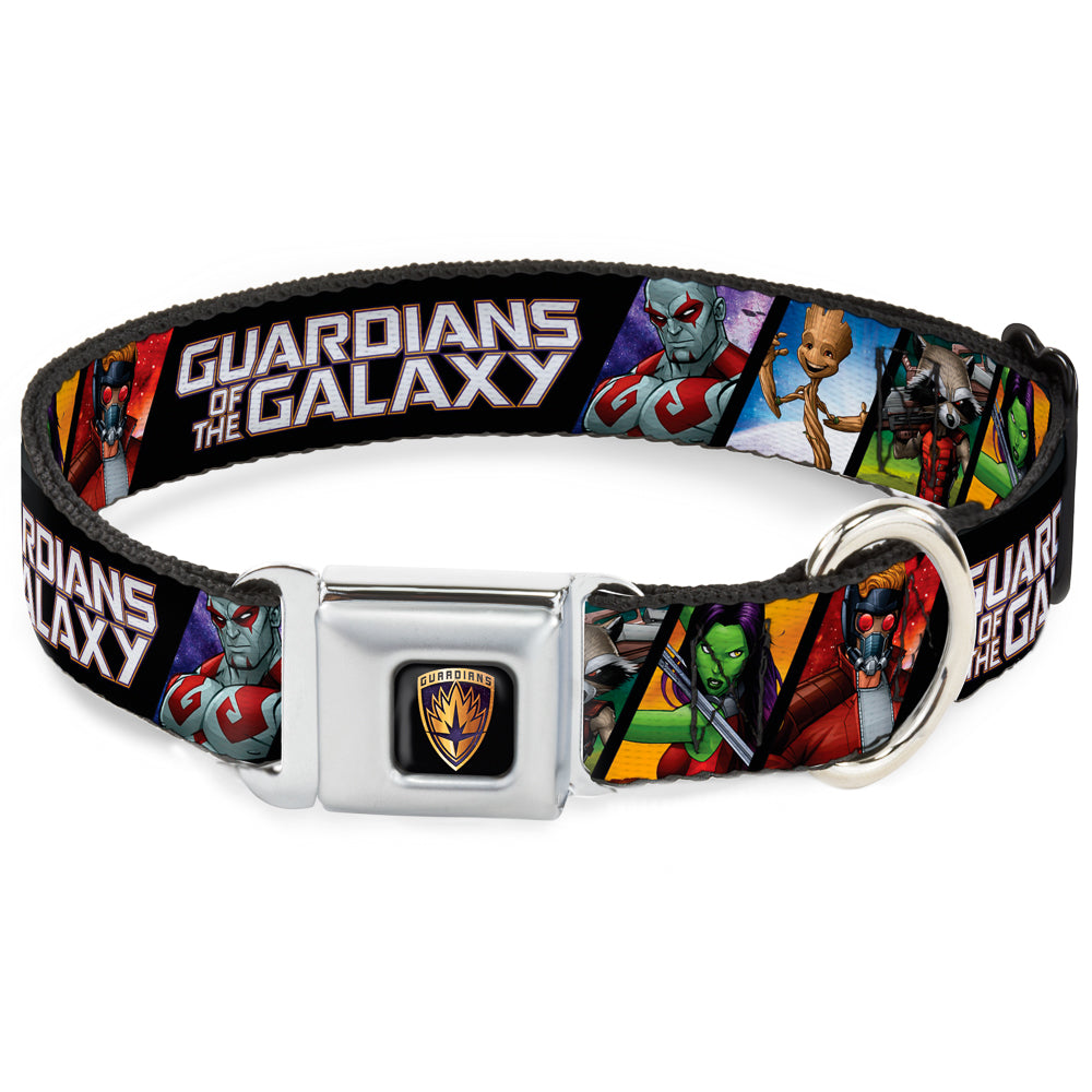GUARDIANS OF THE GALAXY - EVERGREEN GUARDIANS Badge Full Color Black Gold Purple Seatbelt Buckle Collar - GUARDIANS OF THE GALAXY 5-Character Pose Blocks Seatbelt Buckle Collars Marvel Comics