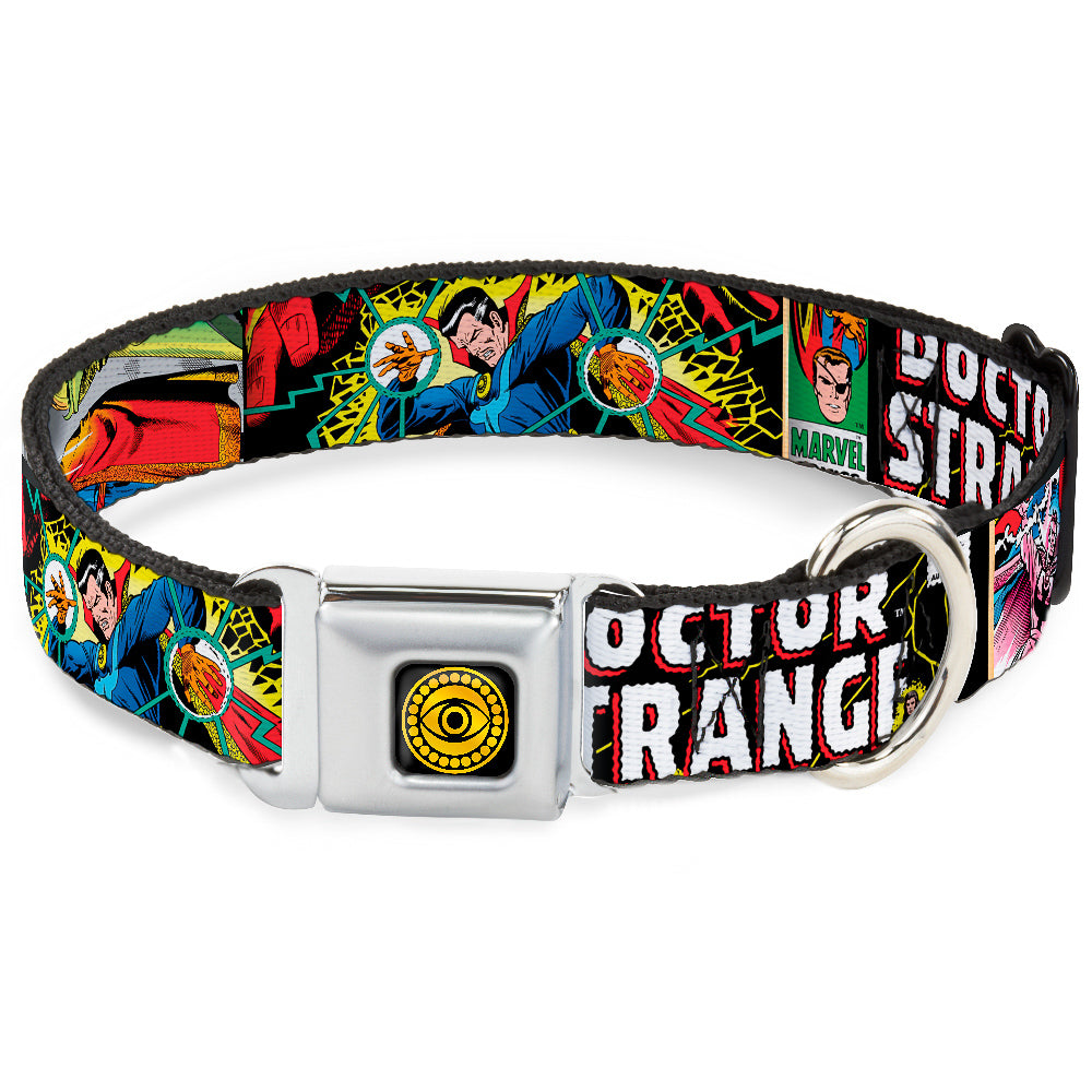 DOCTOR STRANGE MOVIE Doctor Strange Eye of Agamotto Full Color Black Gold Seatbelt Buckle Collar - Classic DOCTOR STRANGE Comic Book Title/4-Poses Seatbelt Buckle Collars Marvel Comics