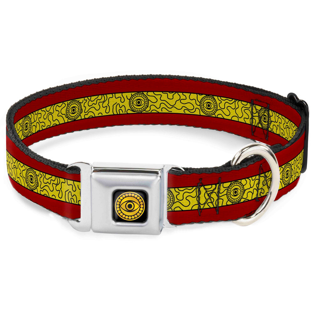 Doctor Strange Eye of Agamotto Full Color Black/Gold Seatbelt Buckle Collar - Doctor Strange Eye of Agamotto Stripe Red/Gold/Black Seatbelt Buckle Collars Marvel Comics