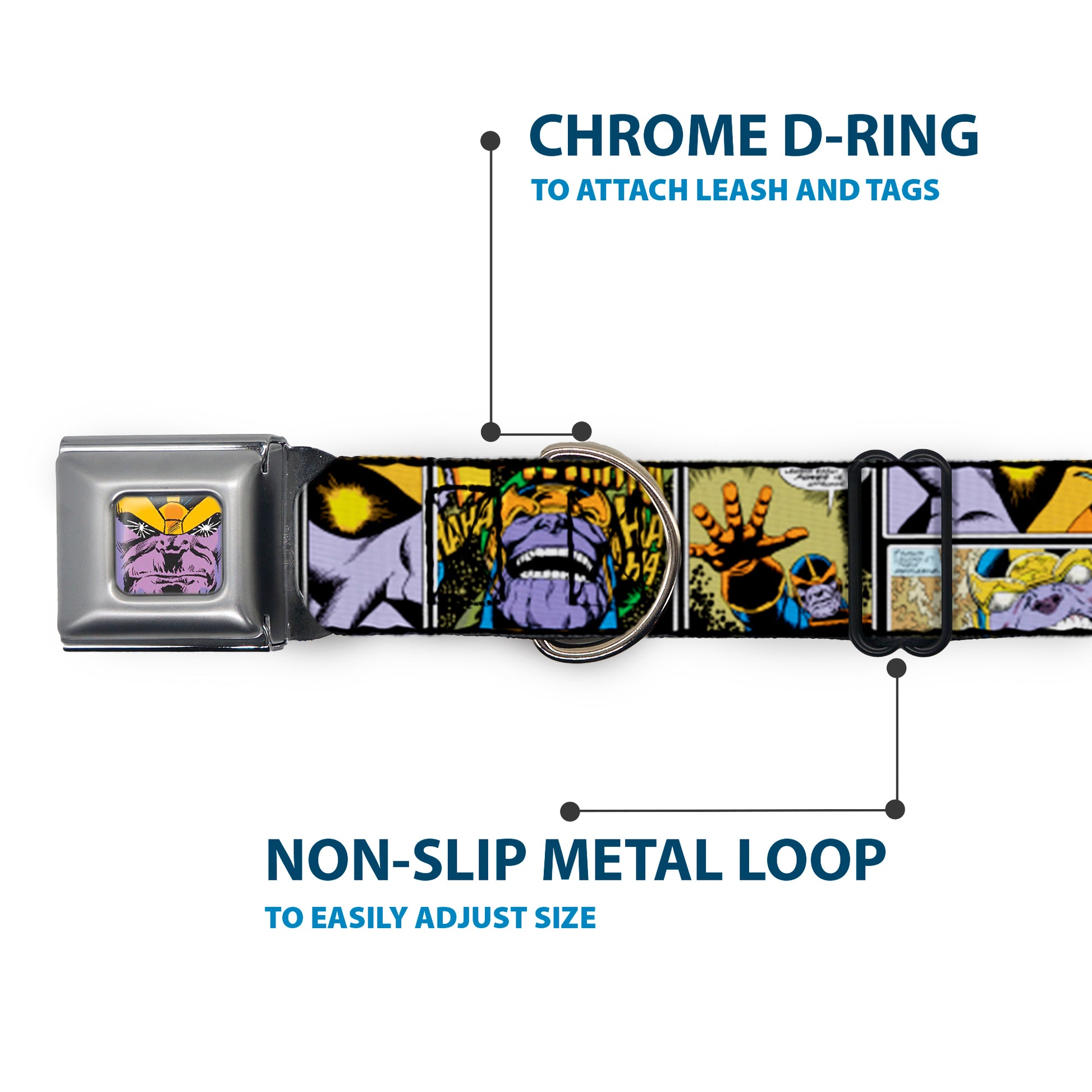 Thanos Face CLOSE-UP Full Color Seatbelt Buckle Collar - Thanos Comic Scene Blocks Seatbelt Buckle Collars Marvel Comics