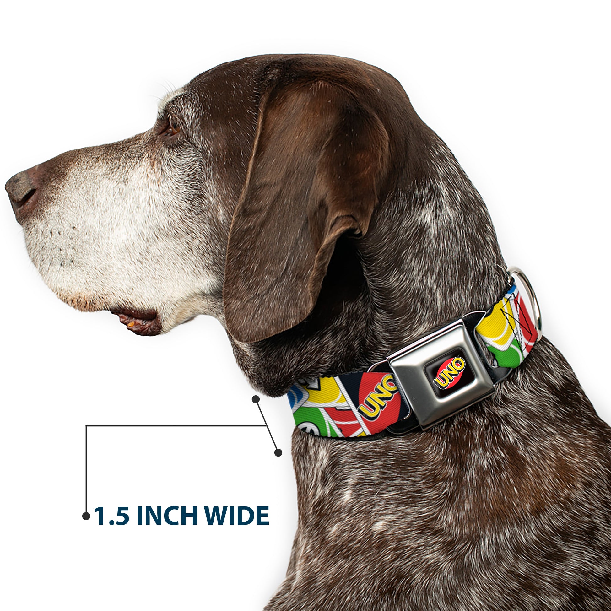 UNO Game Logo Full Color Black/Red/Yellow Seatbelt Buckle Collar - UNO Cards Stacked Collage Multi Color Seatbelt Buckle Collars UNO