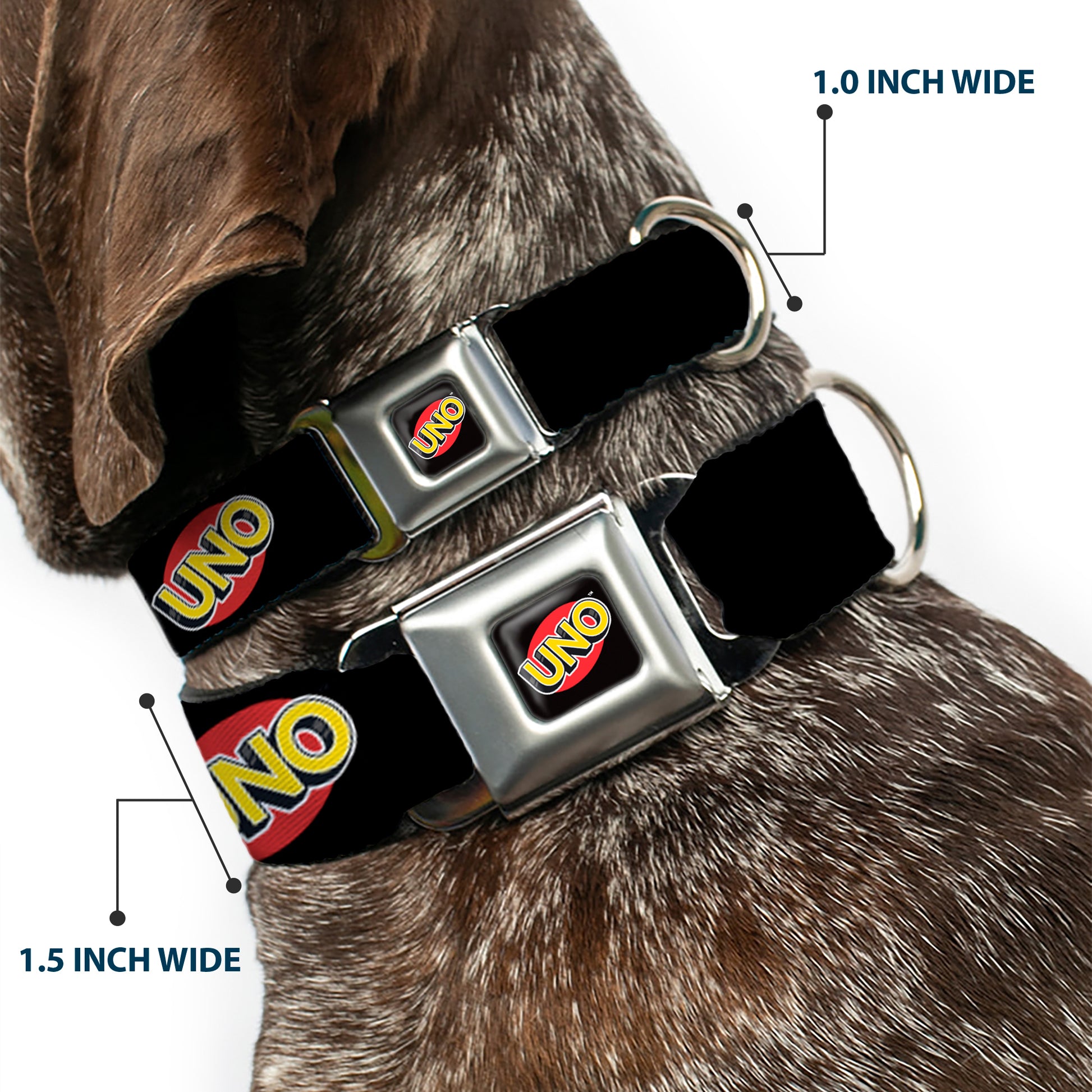 UNO Game Logo Full Color Black/Red/Yellow Seatbelt Buckle Collar - UNO Game Logo Black/Red/Yellow Seatbelt Buckle Collars UNO