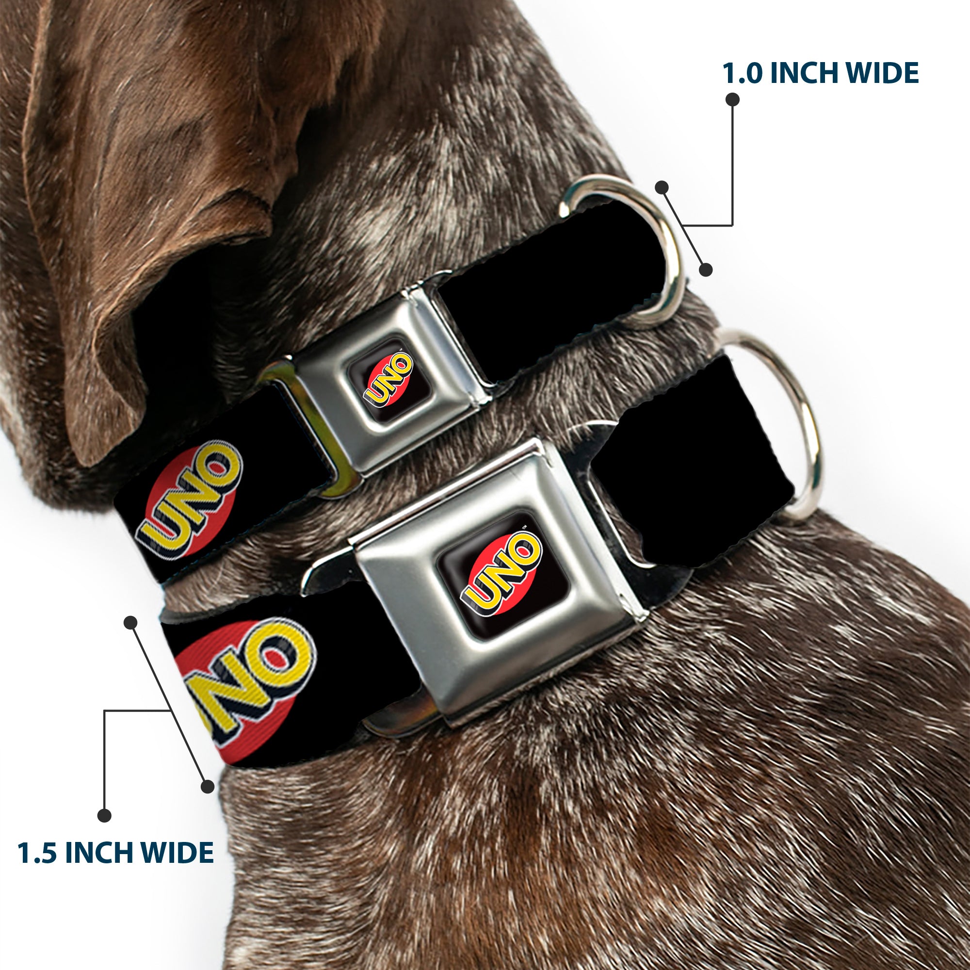 UNO Game Logo Full Color Black/Red/Yellow Seatbelt Buckle Collar - UNO Game Logo Black/Red/Yellow Seatbelt Buckle Collars UNO