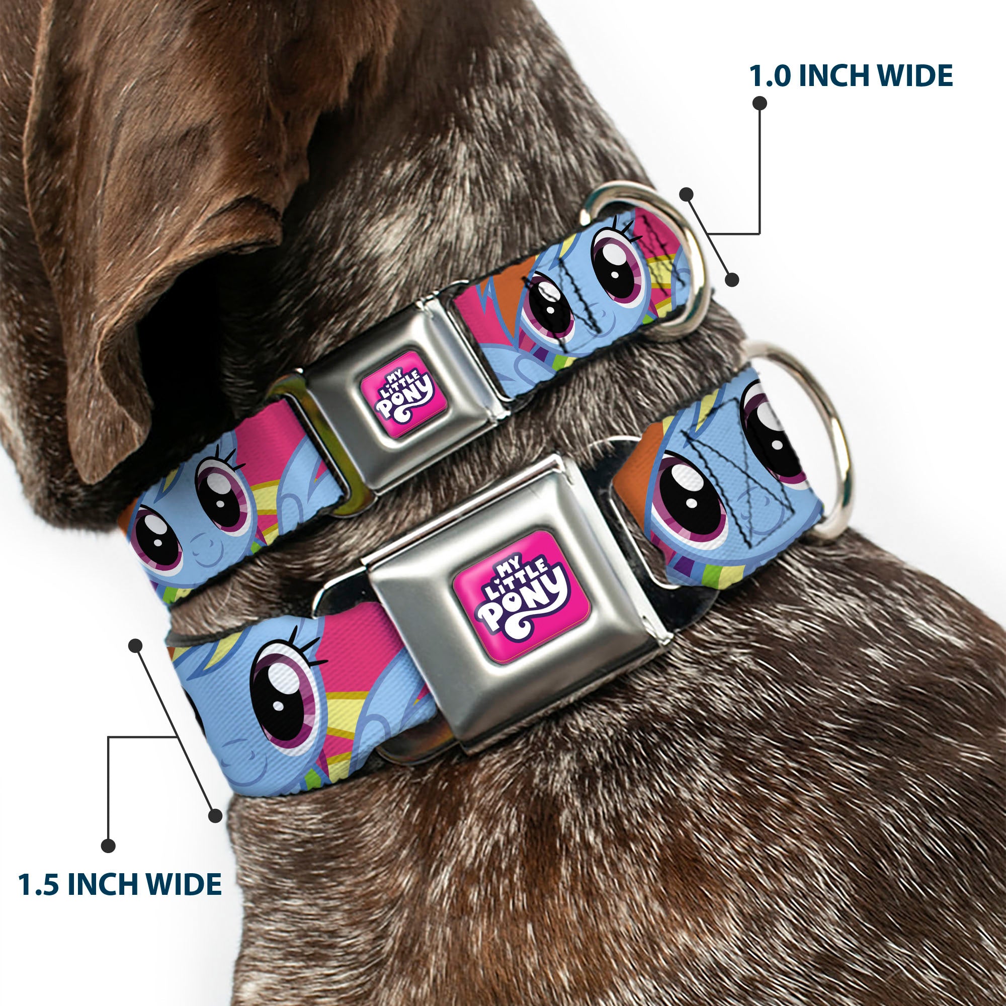 MY LITTLE PONY Title Logo Full Color Pink/Purple/White Seatbelt Buckle Collar - My Little Pony Mane Six Eye Expressions Close-Up Multi Color Seatbelt Buckle Collars My Little Pony