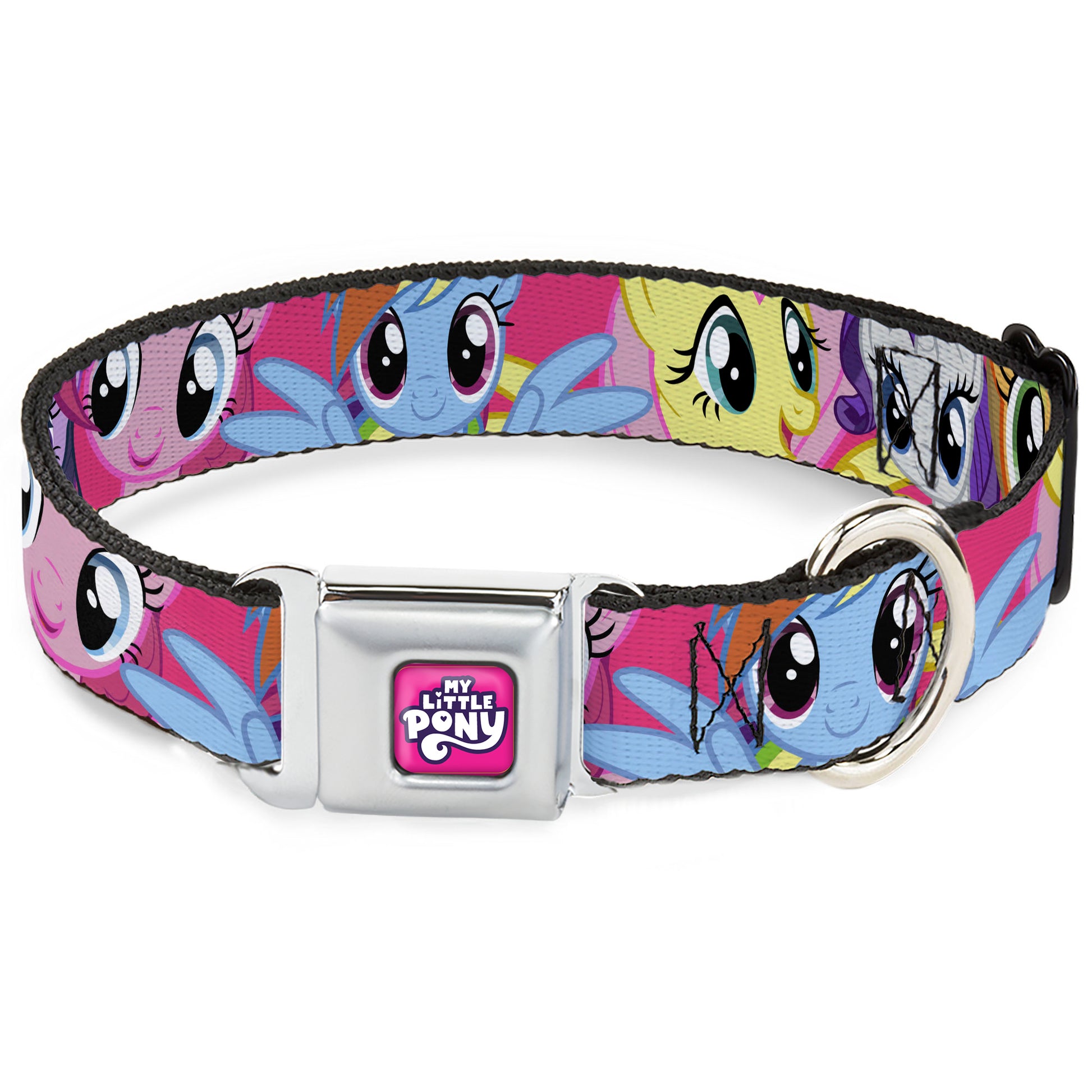 MY LITTLE PONY Title Logo Full Color Pink/Purple/White Seatbelt Buckle Collar - My Little Pony Mane Six Eye Expressions Close-Up Multi Color Seatbelt Buckle Collars My Little Pony