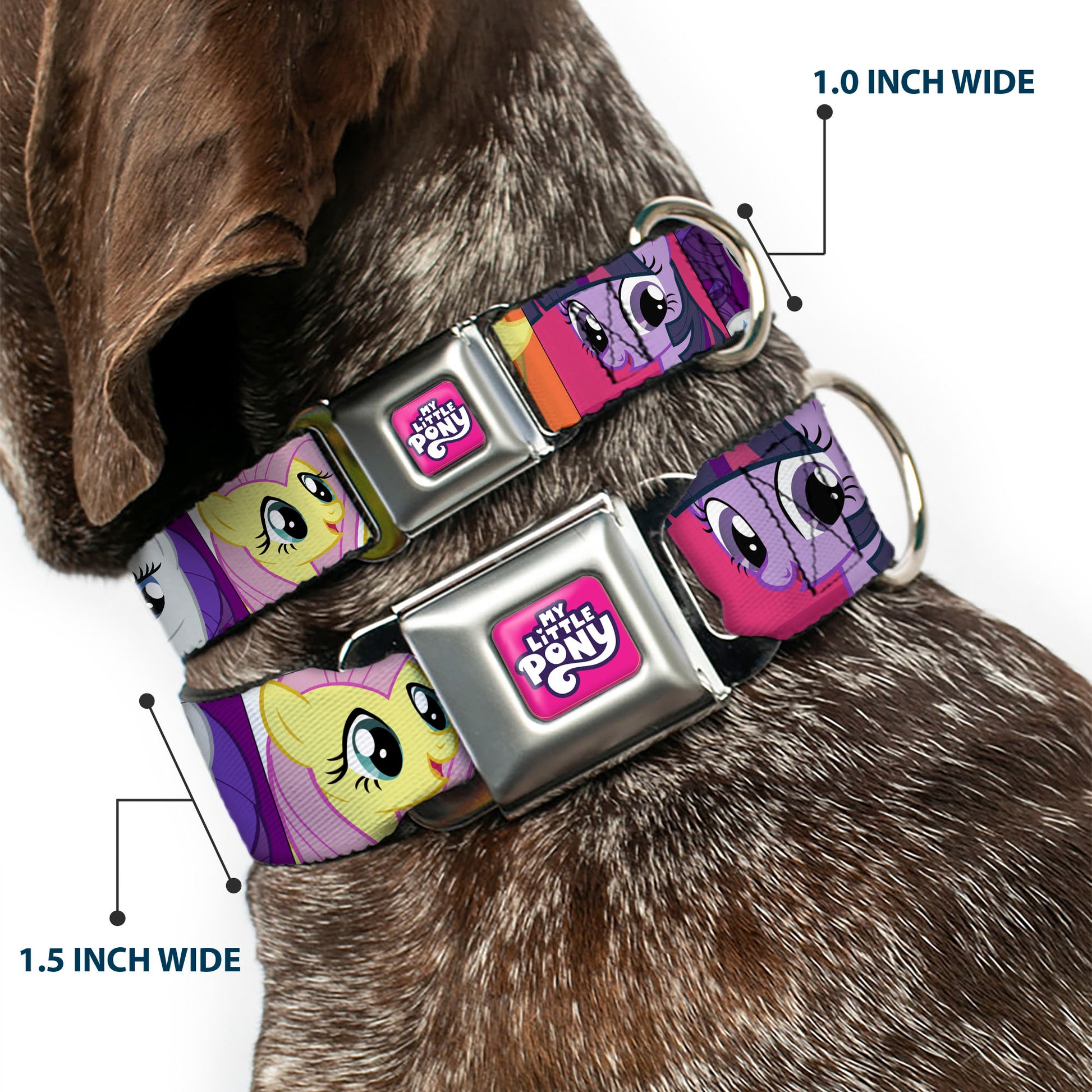 MY LITTLE PONY Title Logo Full Color Pink/Purple/White Seatbelt Buckle Collar - My Little Pony Mane Six Ponies Expressions Blocks Multi Color Seatbelt Buckle Collars My Little Pony