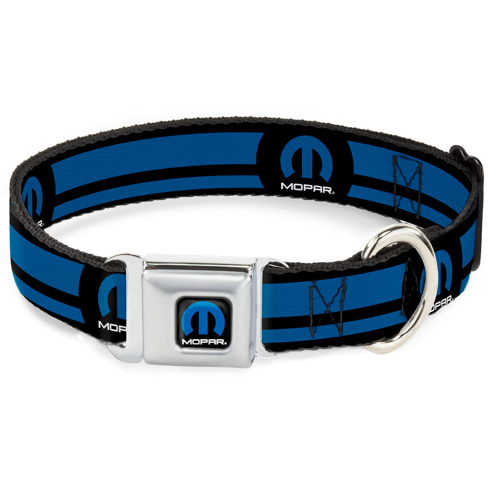 MOPAR Logo Full Color Black Blue White Seatbelt Buckle Collar - MOPAR Logo/Stripe Black/Blue Seatbelt Buckle Collars Mopar