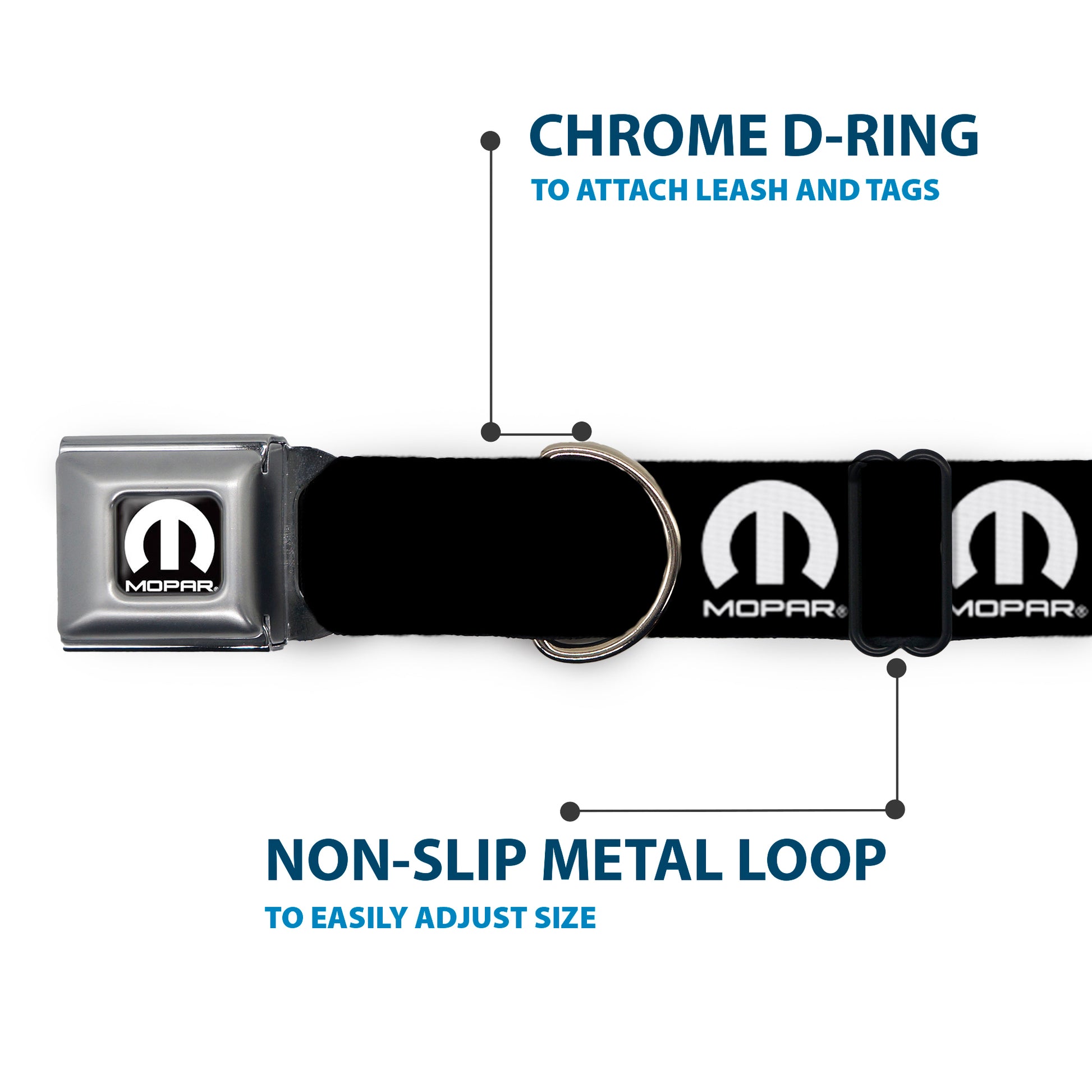 MOPAR Logo Full Color Black White Seatbelt Buckle Collar - MOPAR Logo Repeat Black/White Seatbelt Buckle Collars Mopar