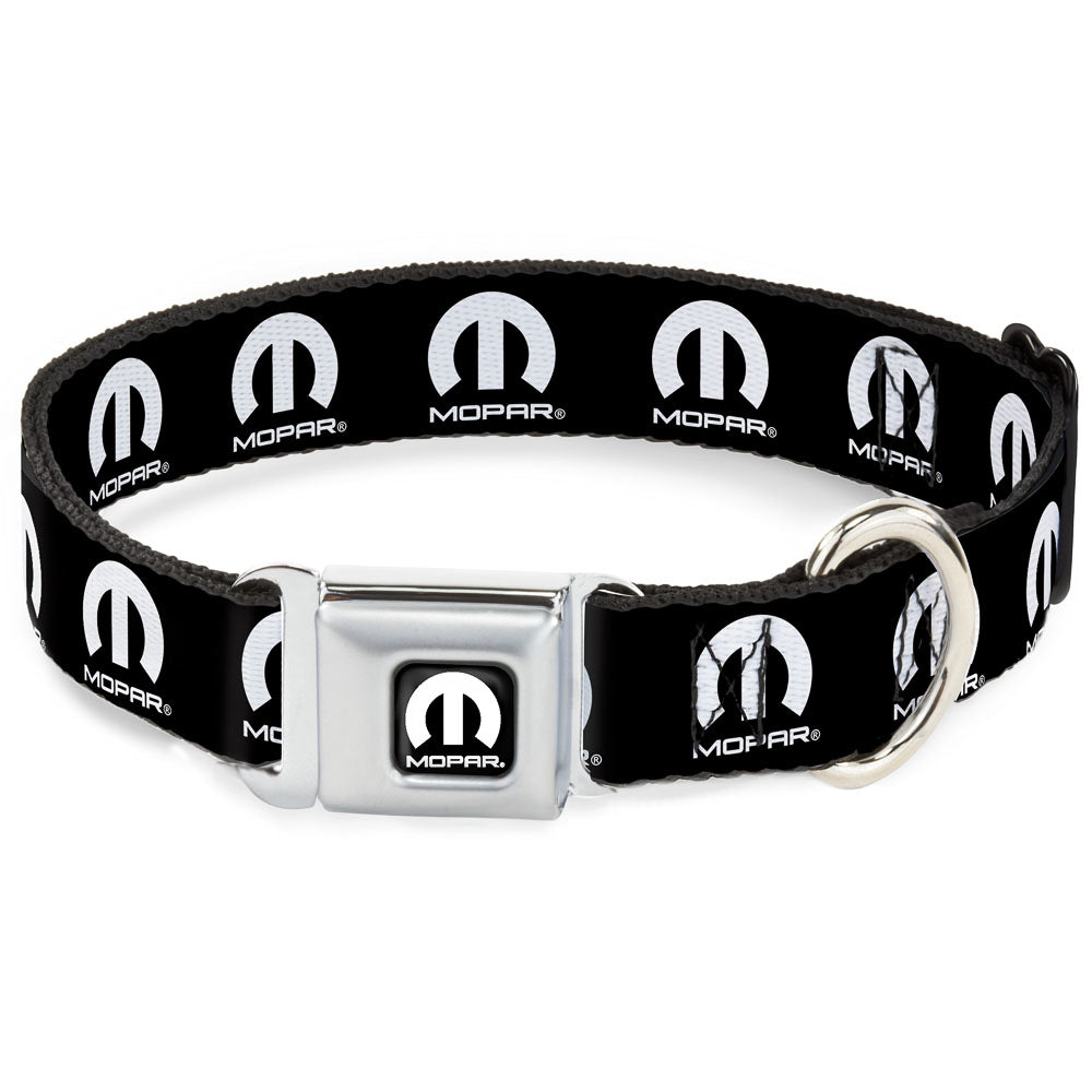MOPAR Logo Full Color Black White Seatbelt Buckle Collar - MOPAR Logo Repeat Black/White Seatbelt Buckle Collars Mopar