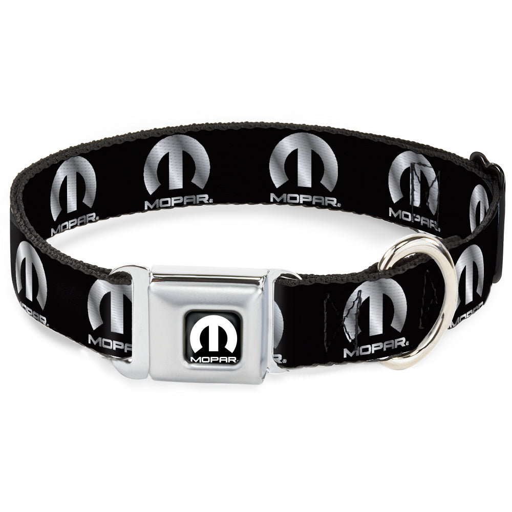 MOPAR Logo Full Color Black/White Seatbelt Buckle Collar - MOPAR Logo Repeat Black/Silver Gradient Seatbelt Buckle Collars Mopar