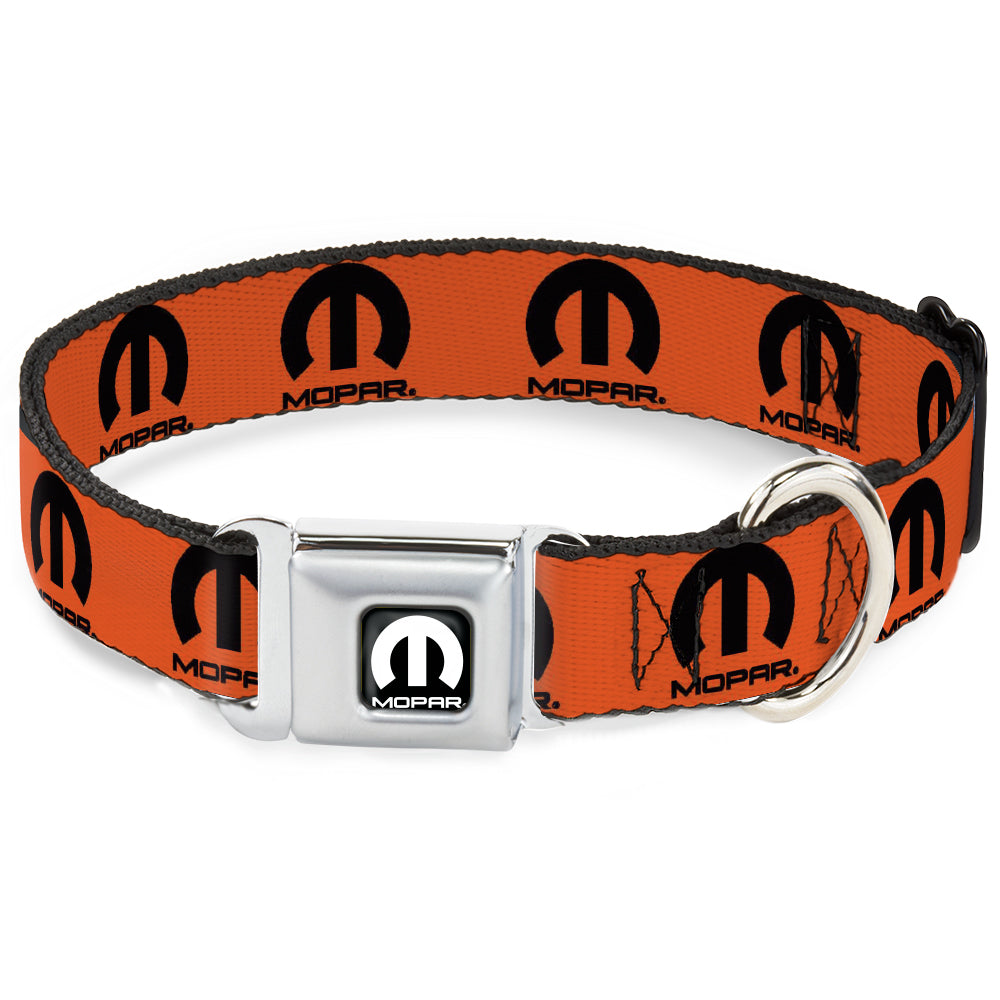 MOPAR Logo Full Color Black/White Seatbelt Buckle Collar - MOPAR Logo Repeat Orange/Black Seatbelt Buckle Collars Mopar