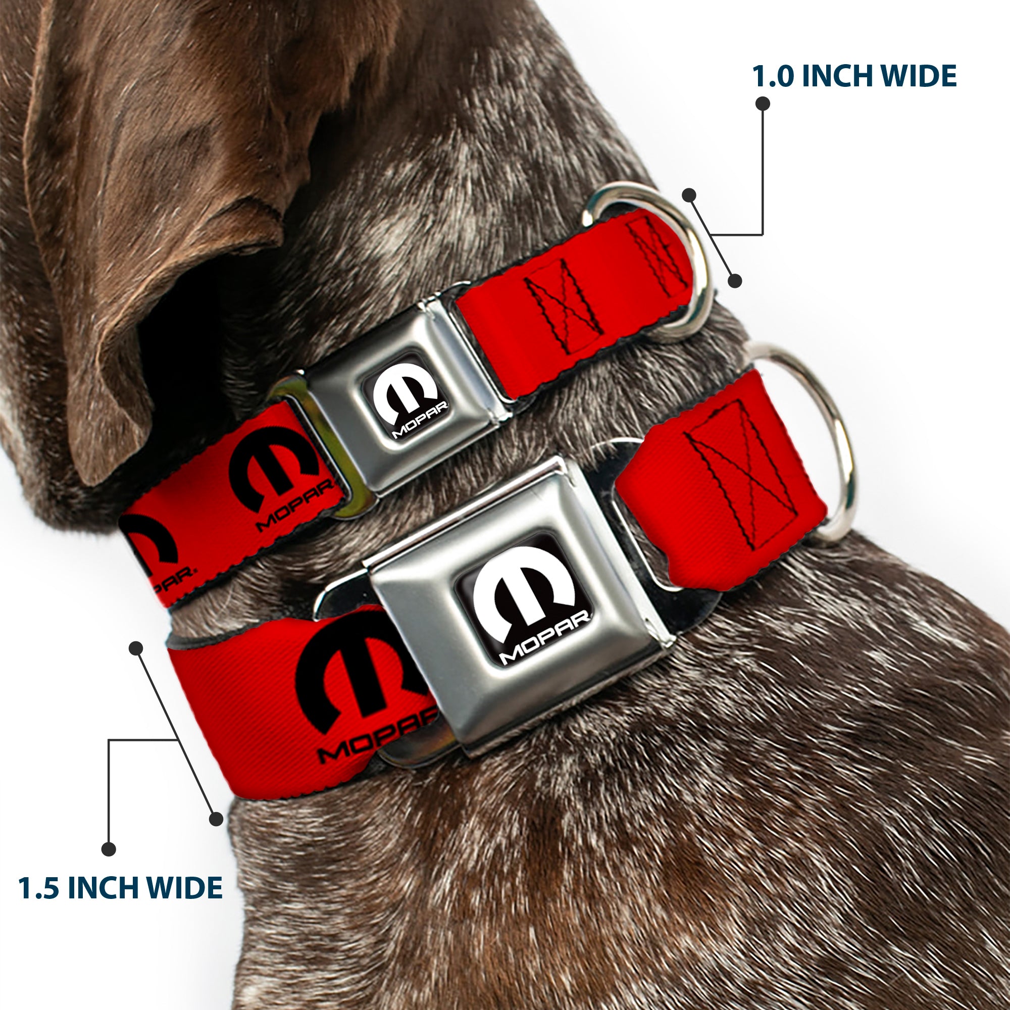 MOPAR Logo Full Color Black/White Seatbelt Buckle Collar - MOPAR Logo Repeat Red/Black Seatbelt Buckle Collars Mopar
