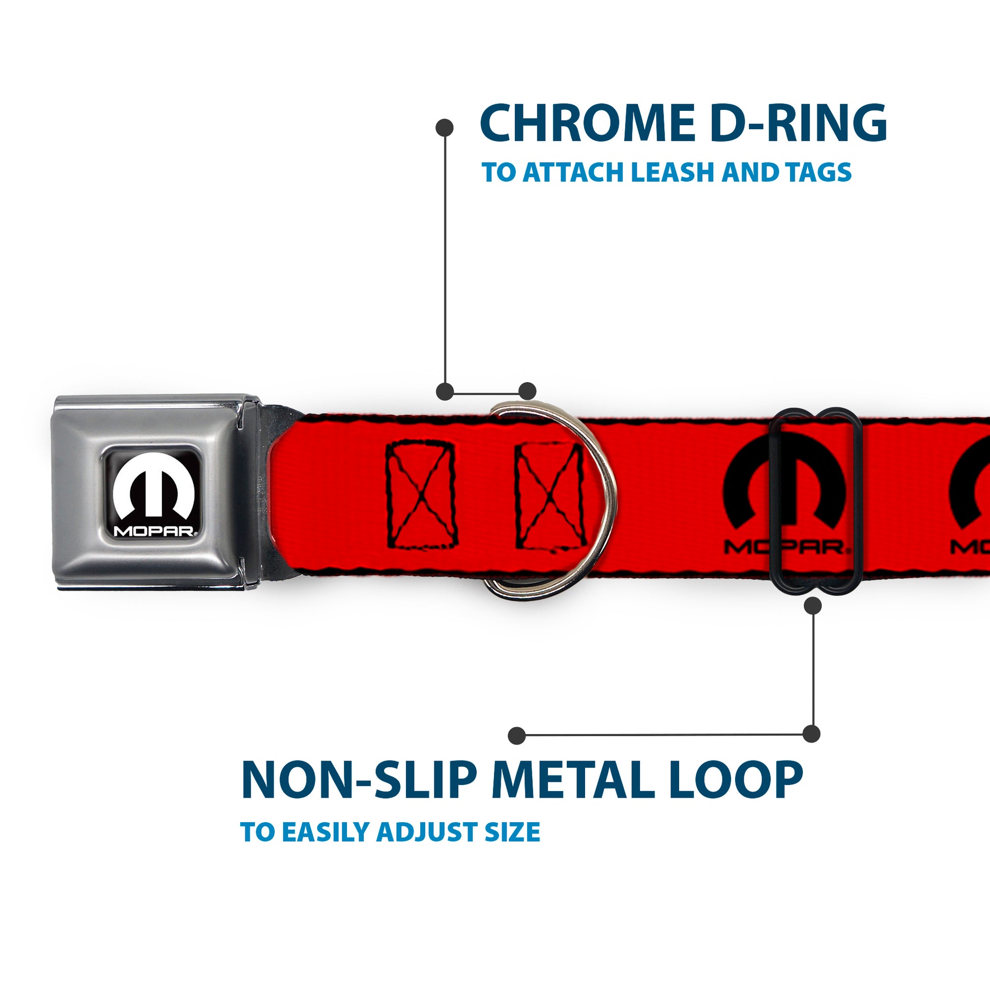 MOPAR Logo Full Color Black/White Seatbelt Buckle Collar - MOPAR Logo Repeat Red/Black Seatbelt Buckle Collars Mopar
