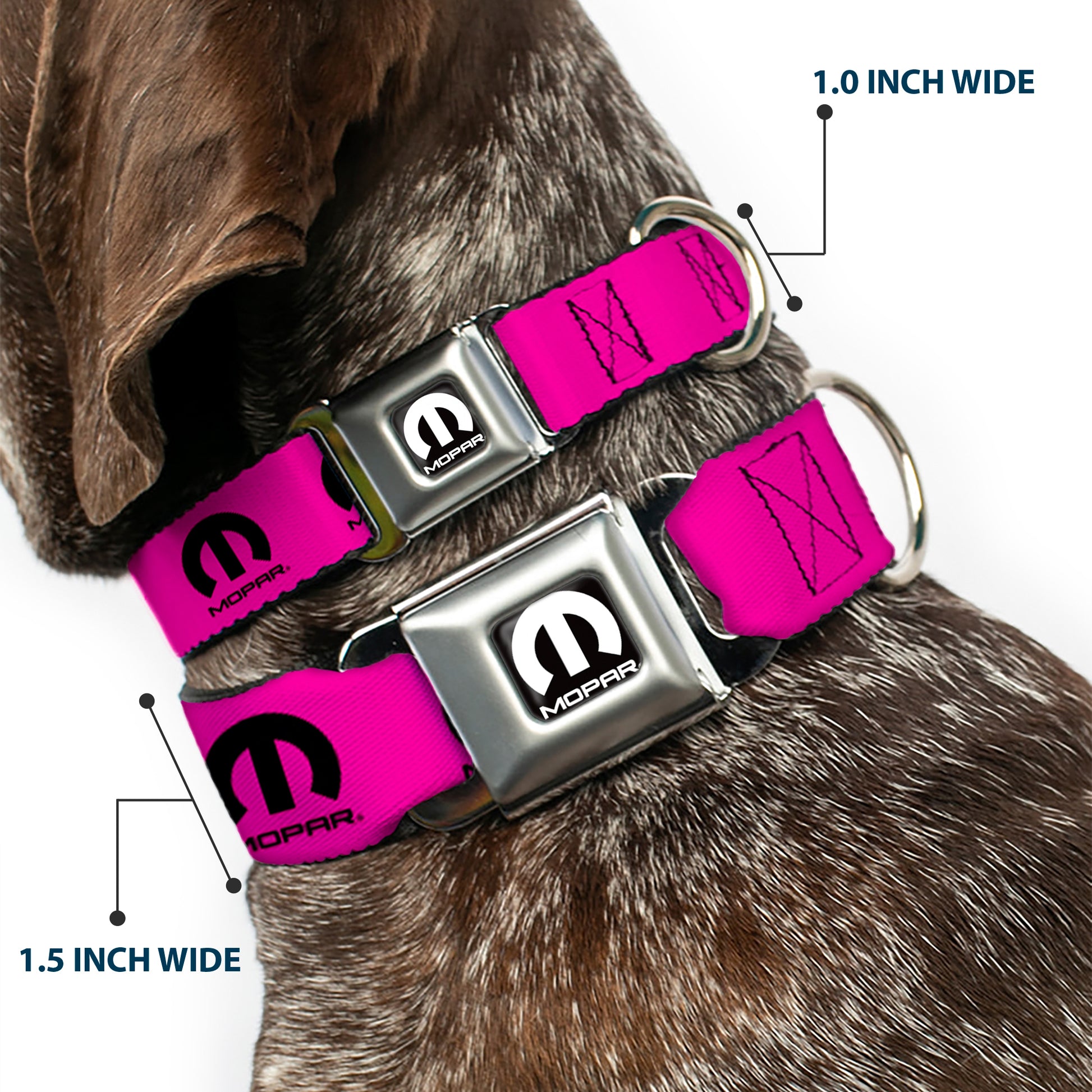 MOPAR Logo Full Color Black/White Seatbelt Buckle Collar - MOPAR Logo Repeat Hot Pink/Black Seatbelt Buckle Collars Mopar