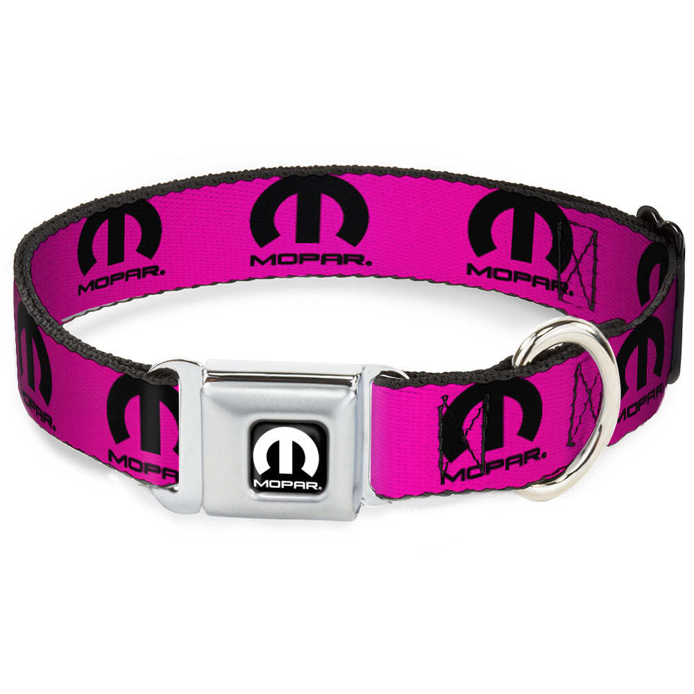 MOPAR Logo Full Color Black/White Seatbelt Buckle Collar - MOPAR Logo Repeat Hot Pink/Black Seatbelt Buckle Collars Mopar