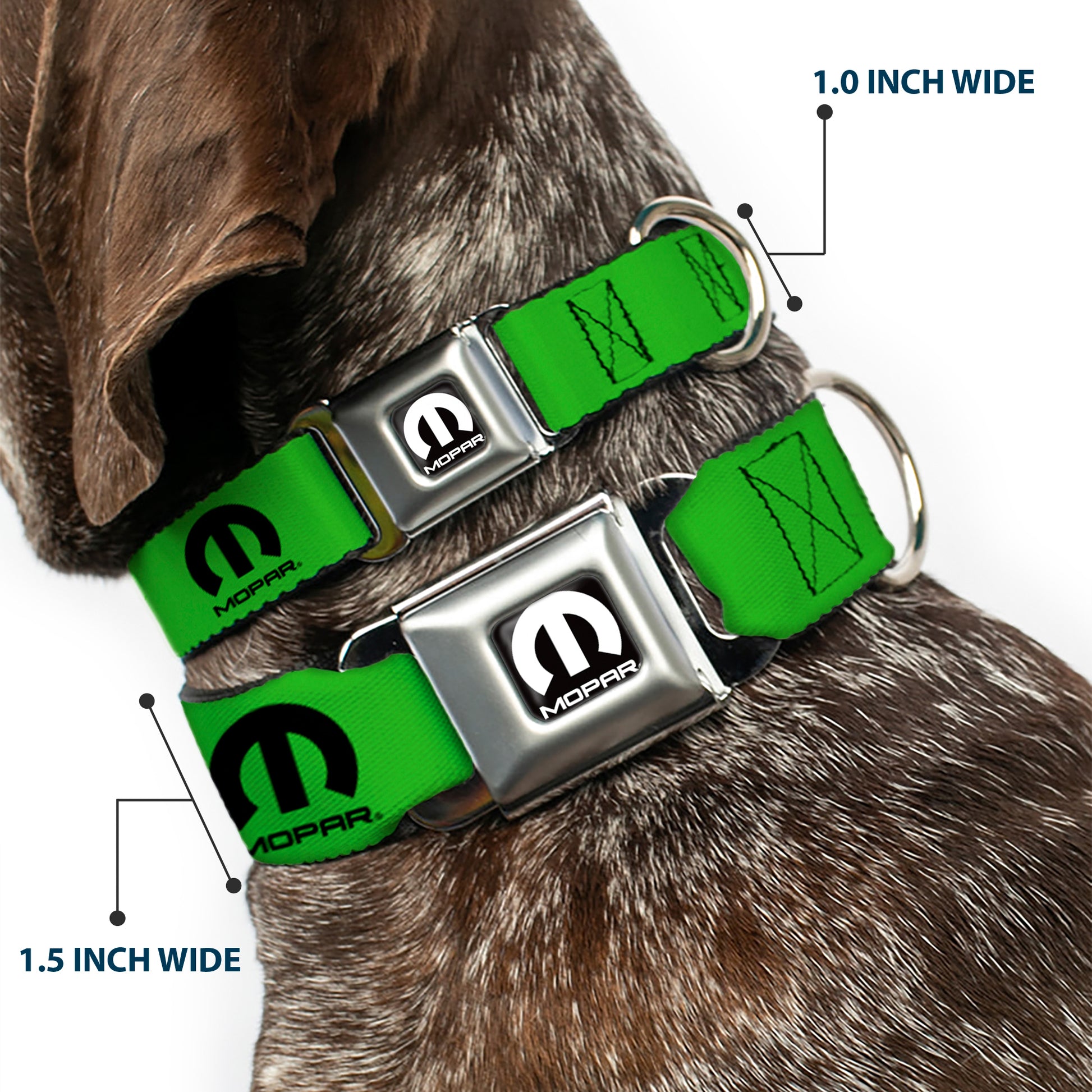 MOPAR Logo Full Color Black/White Seatbelt Buckle Collar - MOPAR Logo Repeat Green/Black Seatbelt Buckle Collars Mopar