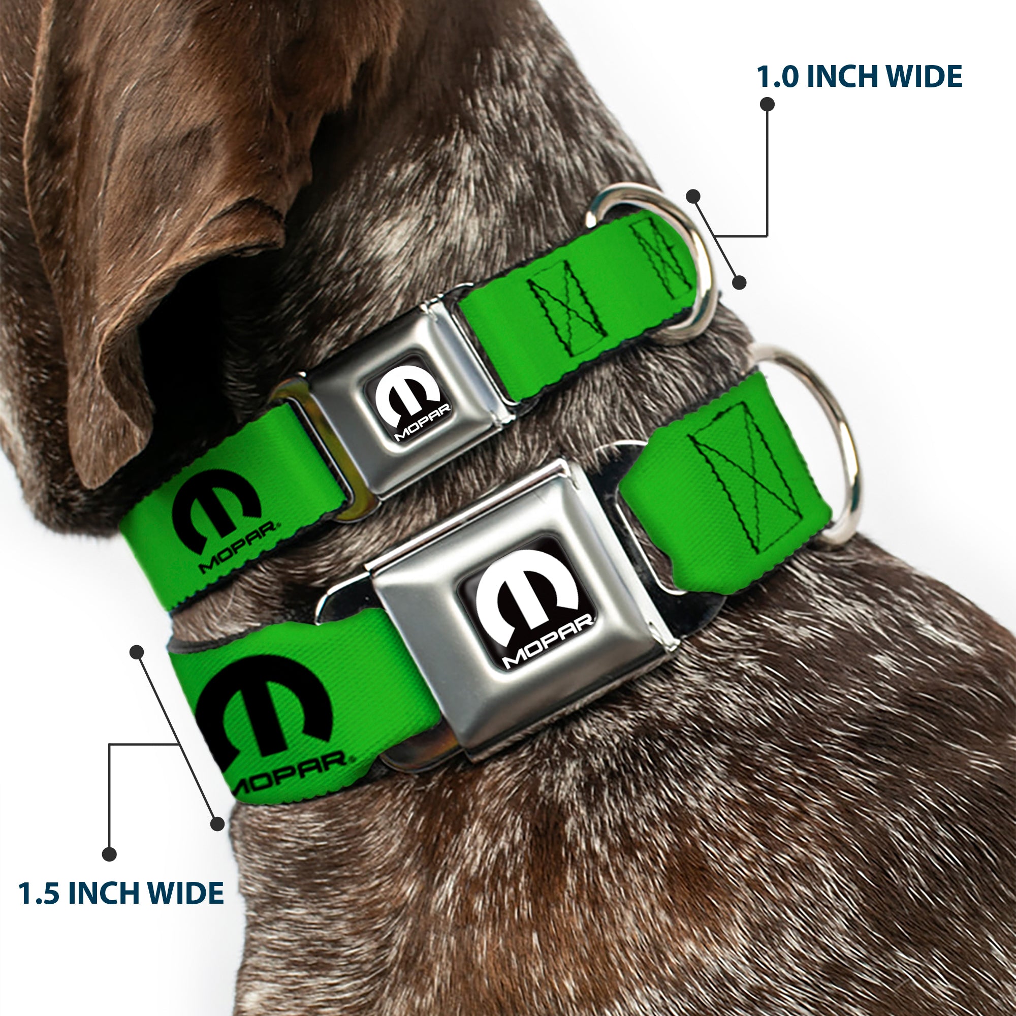 MOPAR Logo Full Color Black/White Seatbelt Buckle Collar - MOPAR Logo Repeat Green/Black Seatbelt Buckle Collars Mopar