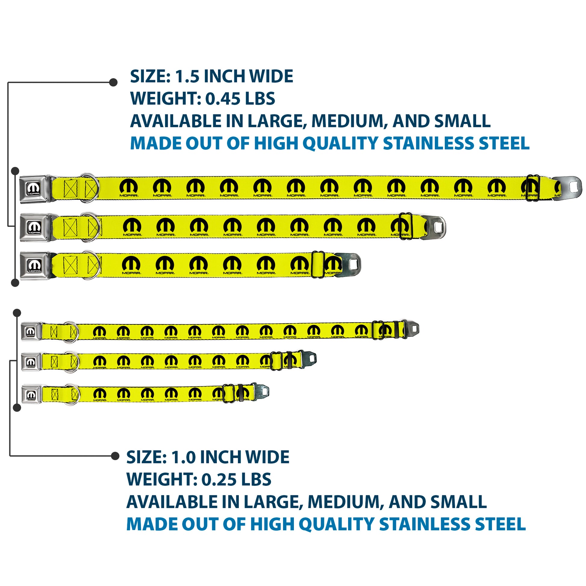 MOPAR Logo Full Color Black/White Seatbelt Buckle Collar - MOPAR Logo Repeat Yelow/Black Seatbelt Buckle Collars Mopar