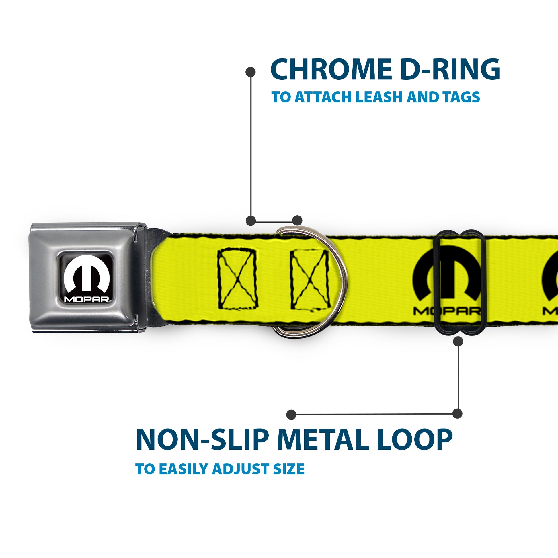 MOPAR Logo Full Color Black/White Seatbelt Buckle Collar - MOPAR Logo Repeat Yelow/Black Seatbelt Buckle Collars Mopar