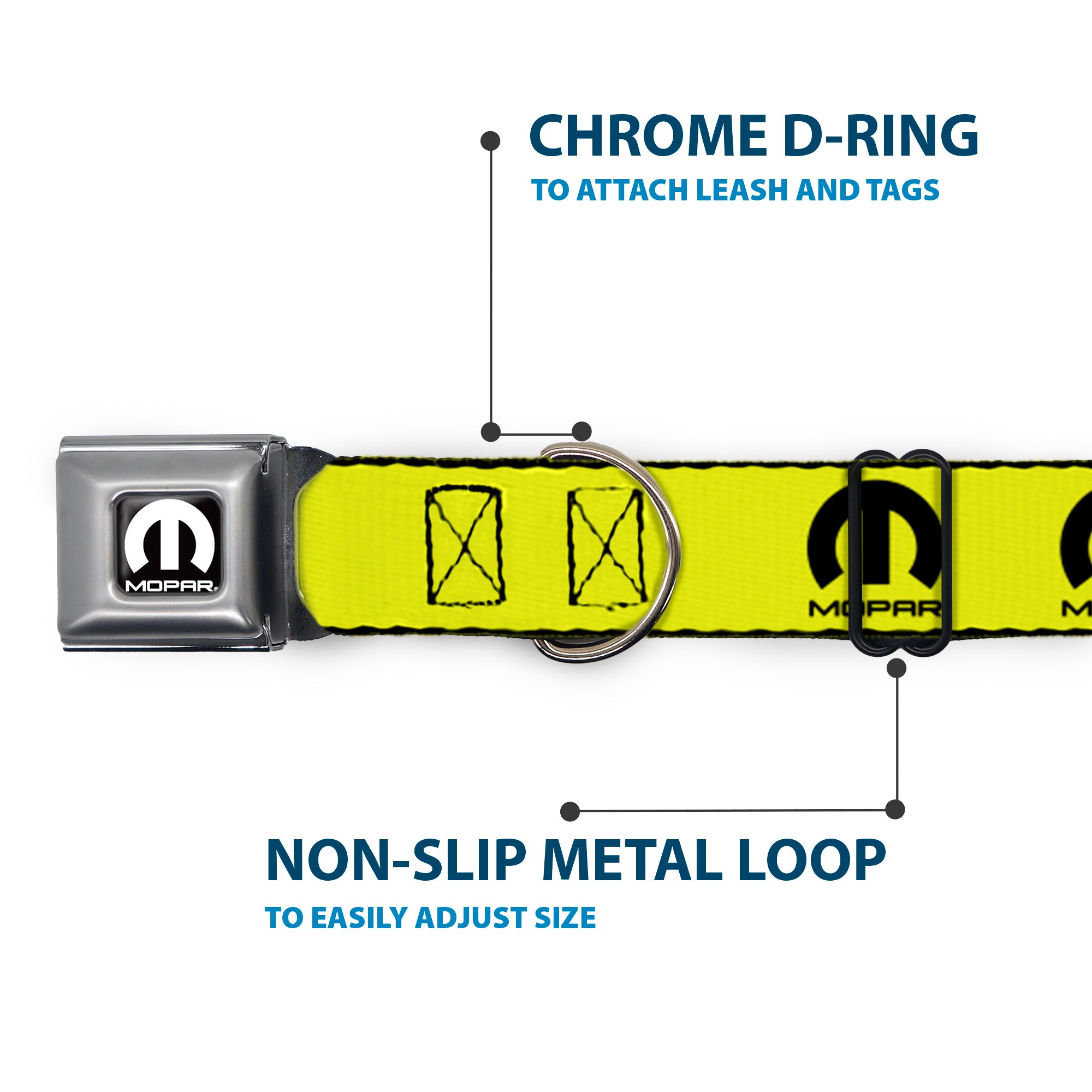 MOPAR Logo Full Color Black/White Seatbelt Buckle Collar - MOPAR Logo Repeat Yelow/Black Seatbelt Buckle Collars Mopar